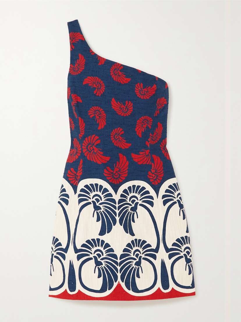La DoubleJ One-shoulder Printed Cotton-blend Mini Dress - x large