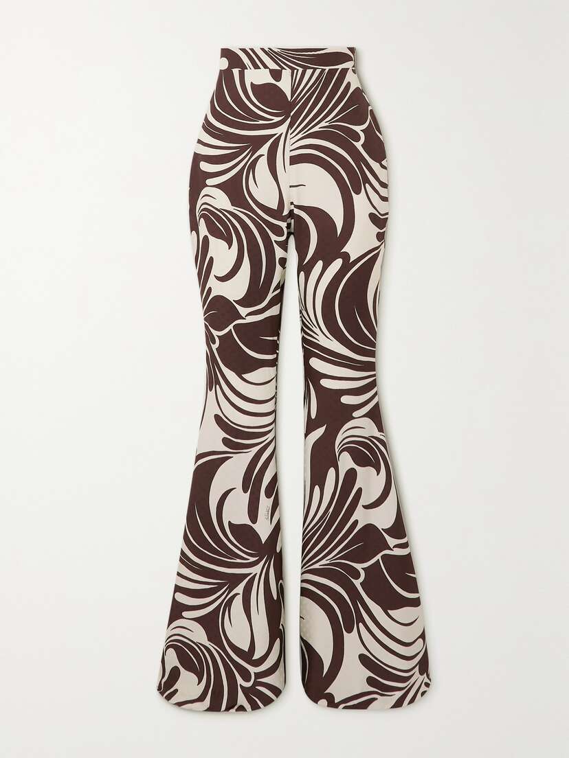 La DoubleJ Superflare Printed Satin-jacquard Flared Pants