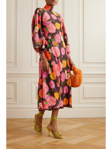 La DoubleJ Medici floral-print silk crepe de chine midi dress
