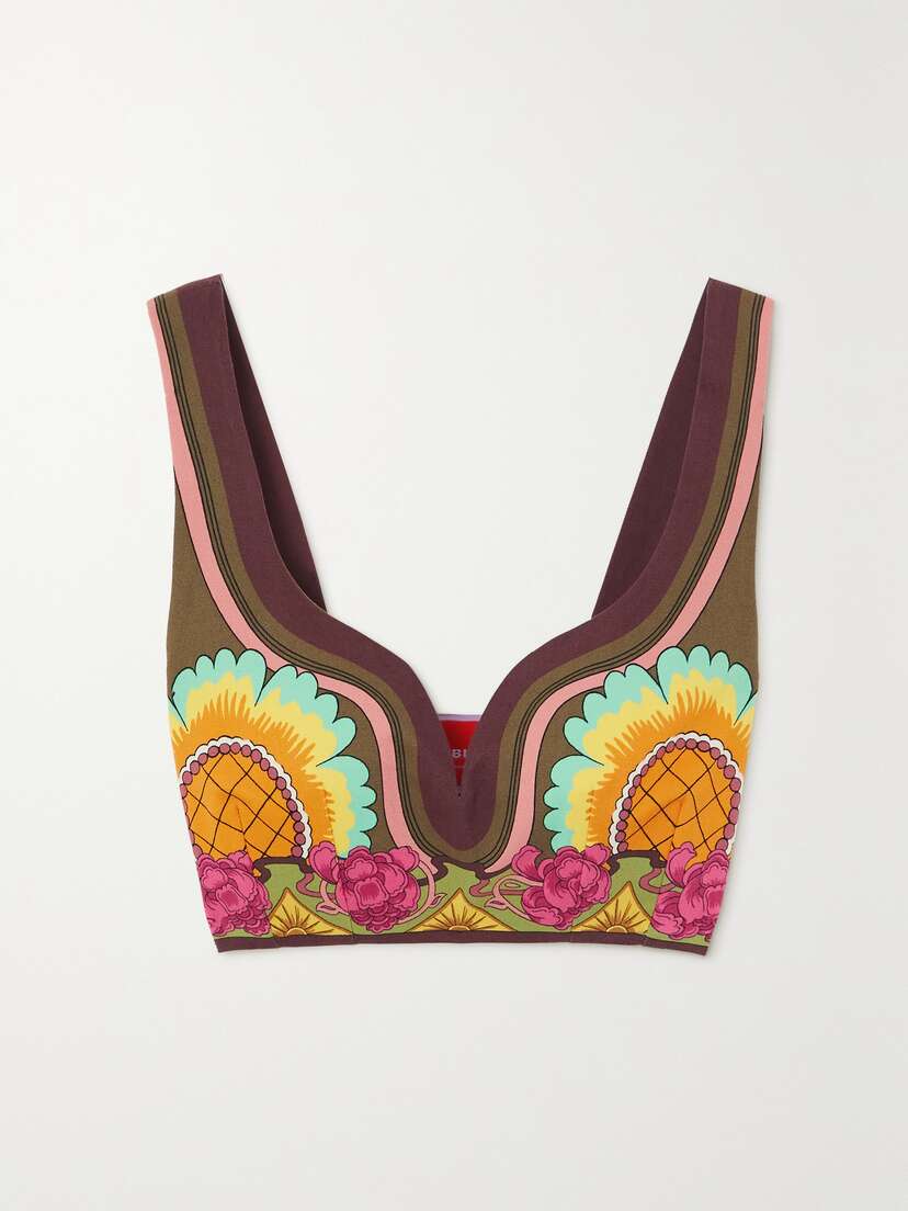 La DoubleJ Baia Cropped Printed Cotton-blend Twill Top - x large