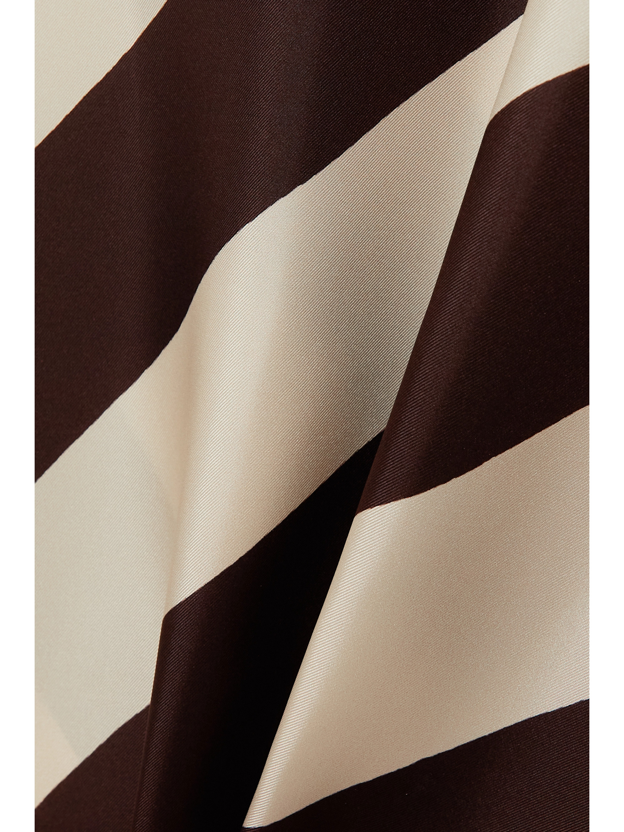 La DoubleJ Swing striped feather-trimmed silk-twill maxi dress