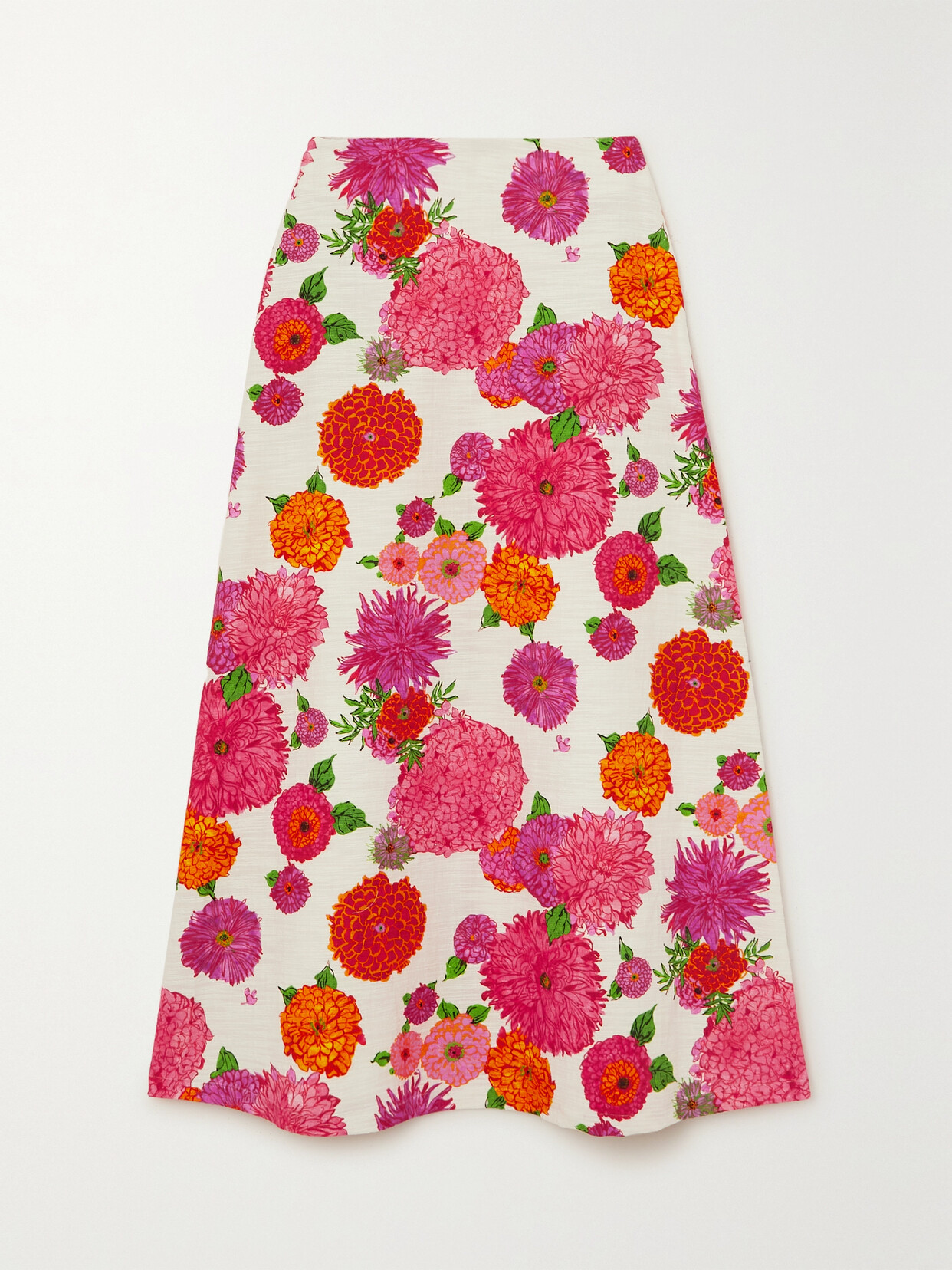 LA DOUBLEJ A-LONG FLORAL-PRINT COTTON-BLEND MIDI SKIRT