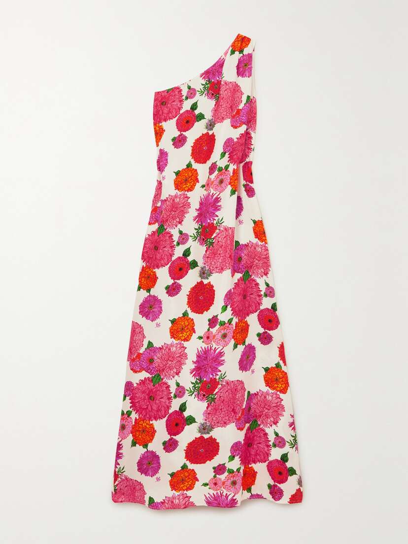 La DoubleJ Roy One-shoulder Floral-print Silk-twill Maxi Dress