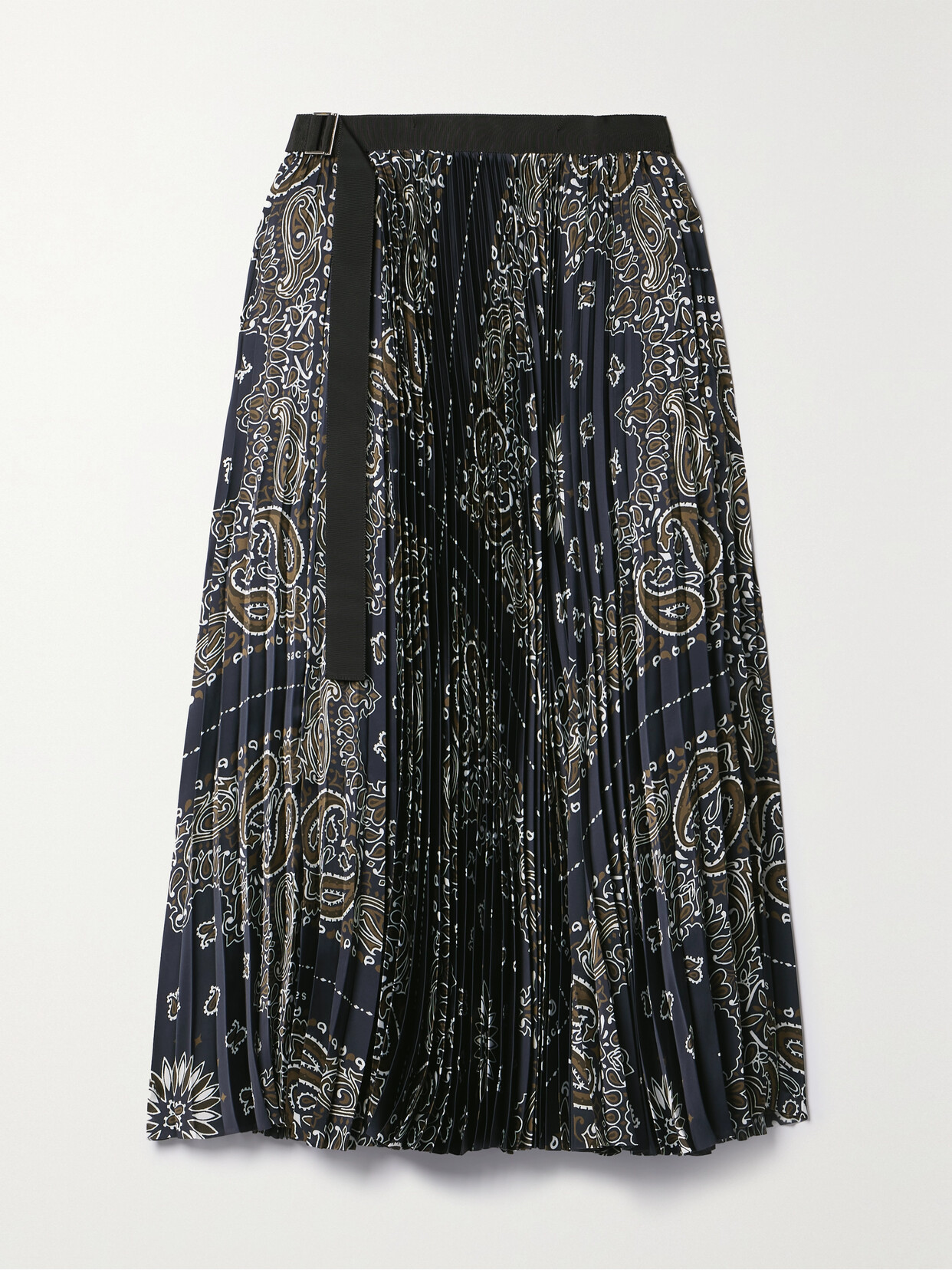 Sacai - Belted Pleated Paisley-print Satin Midi Wrap Skirt - Multi