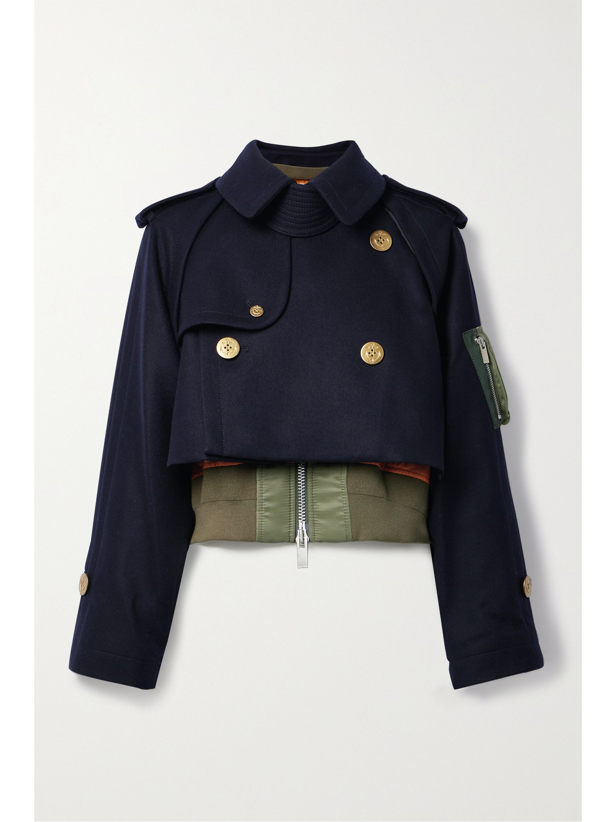 Sacai Wool Melton Mix Blouson In Blue | ModeSens Sacai Wool Melton Mix Blouson In Blue | ModeSens
