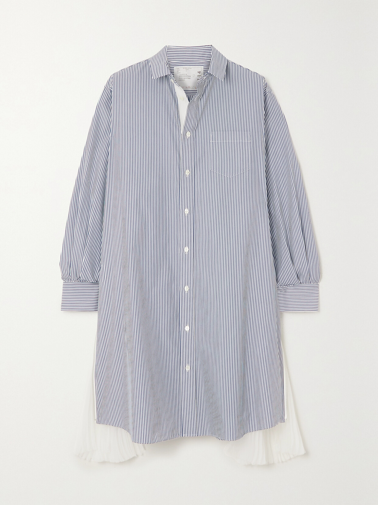 Sacai - Striped Cotton-blend Poplin And Pleated Crepe De Chine Mini Shirt Dress - Purple
