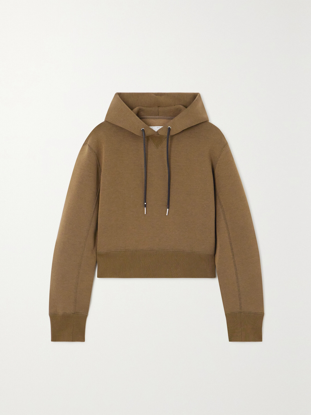 Sacai - Cropped Cotton-blend Jersey Hoodie - Green