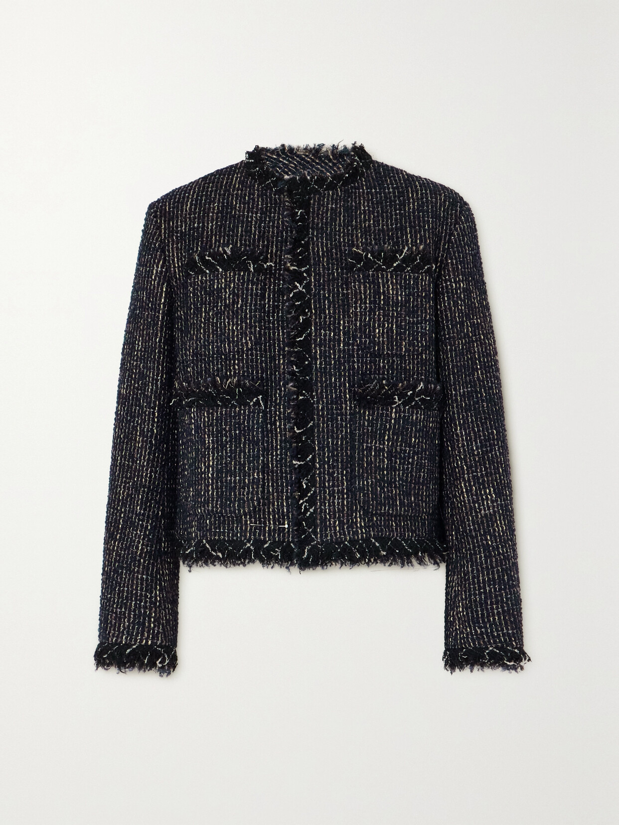 Sacai - Wool-blend Tweed And Quilted Padded Ripstop Jacket - Black