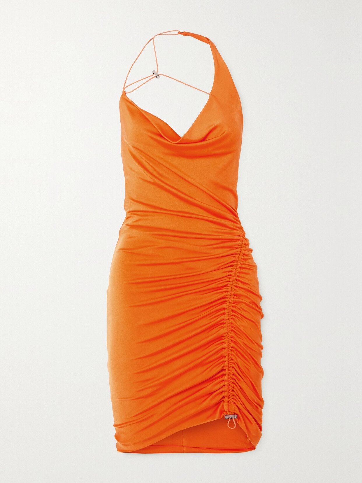 Et Ochs + Net Sustain Arya One-shoulder Ruched Satin-jersey Mini Dress - Orange