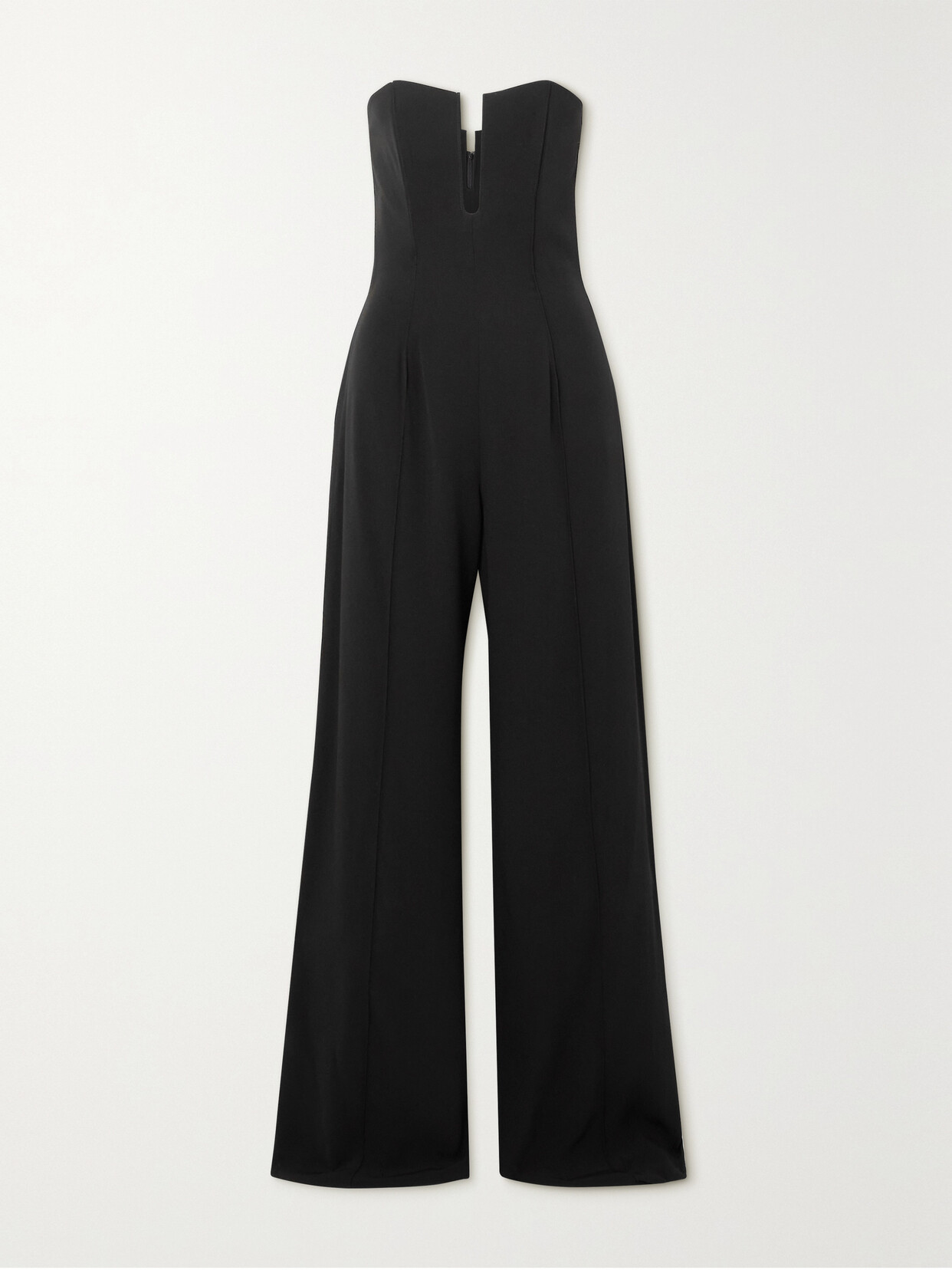 David Koma Strapless Pintucked Crepe Wide-leg Jumpsuit