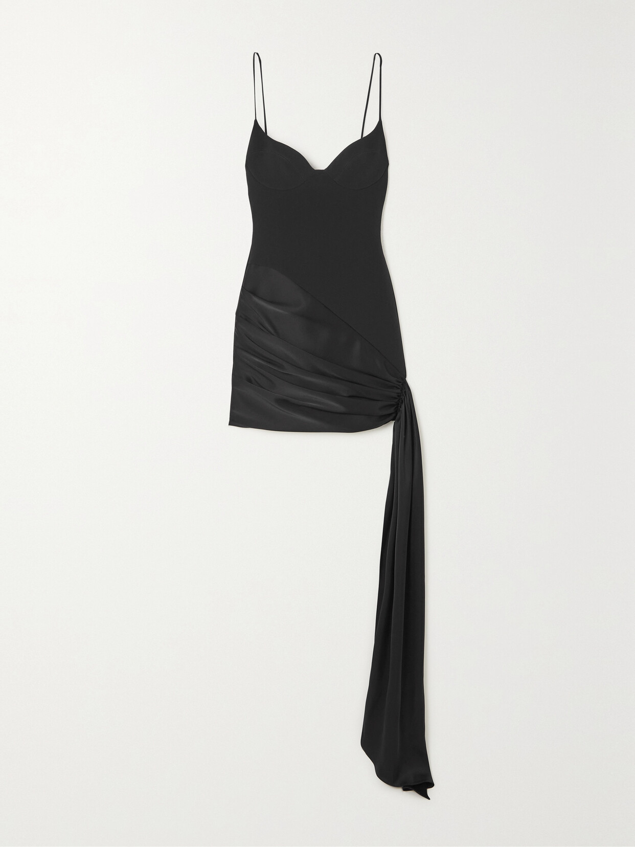 DAVID KOMA CREPE AND GATHERED SATIN MINI DRESS