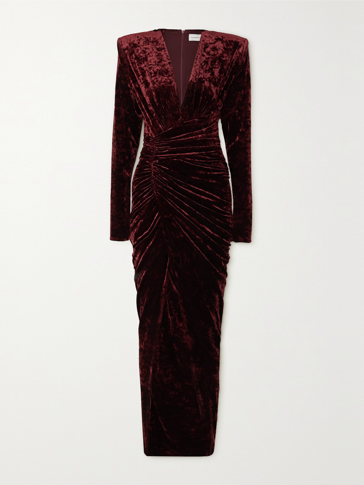 Alexandre Vauthier Side-slit Ruched Velvet Gown In Red