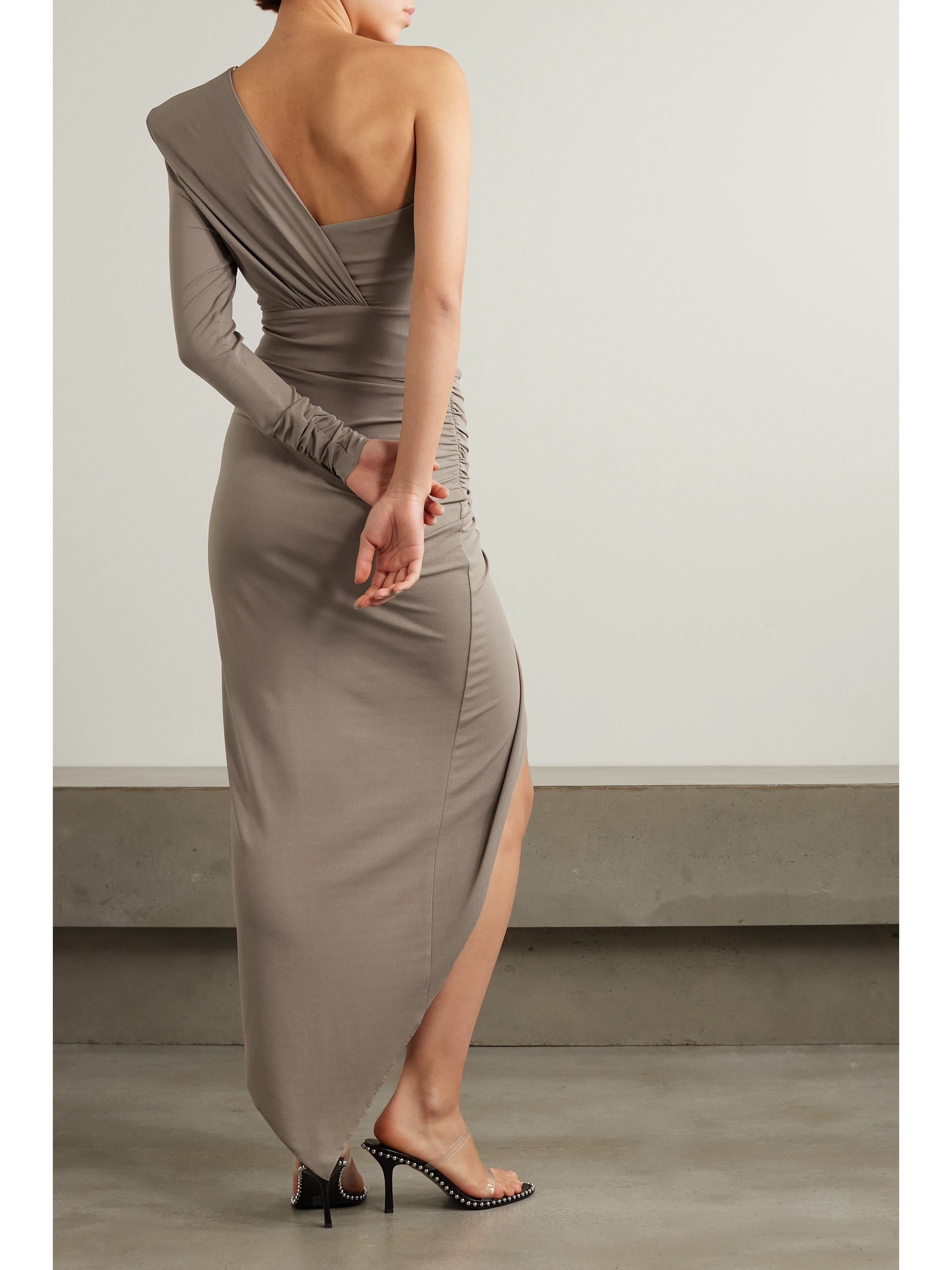 Alexandre Vauthier Asymmetric one-sleeve ruffled stretch-jersey maxi dress thumbnail