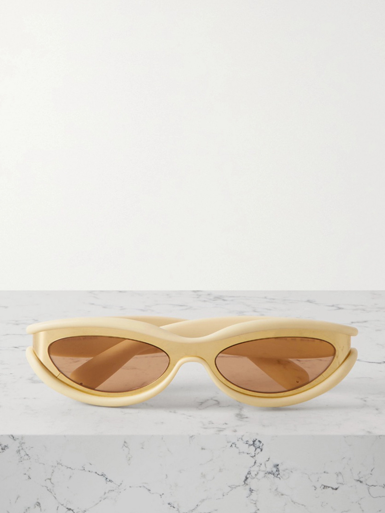 Shop Bottega Veneta Oval-frame Acetate And Gold-tone Sunglasses