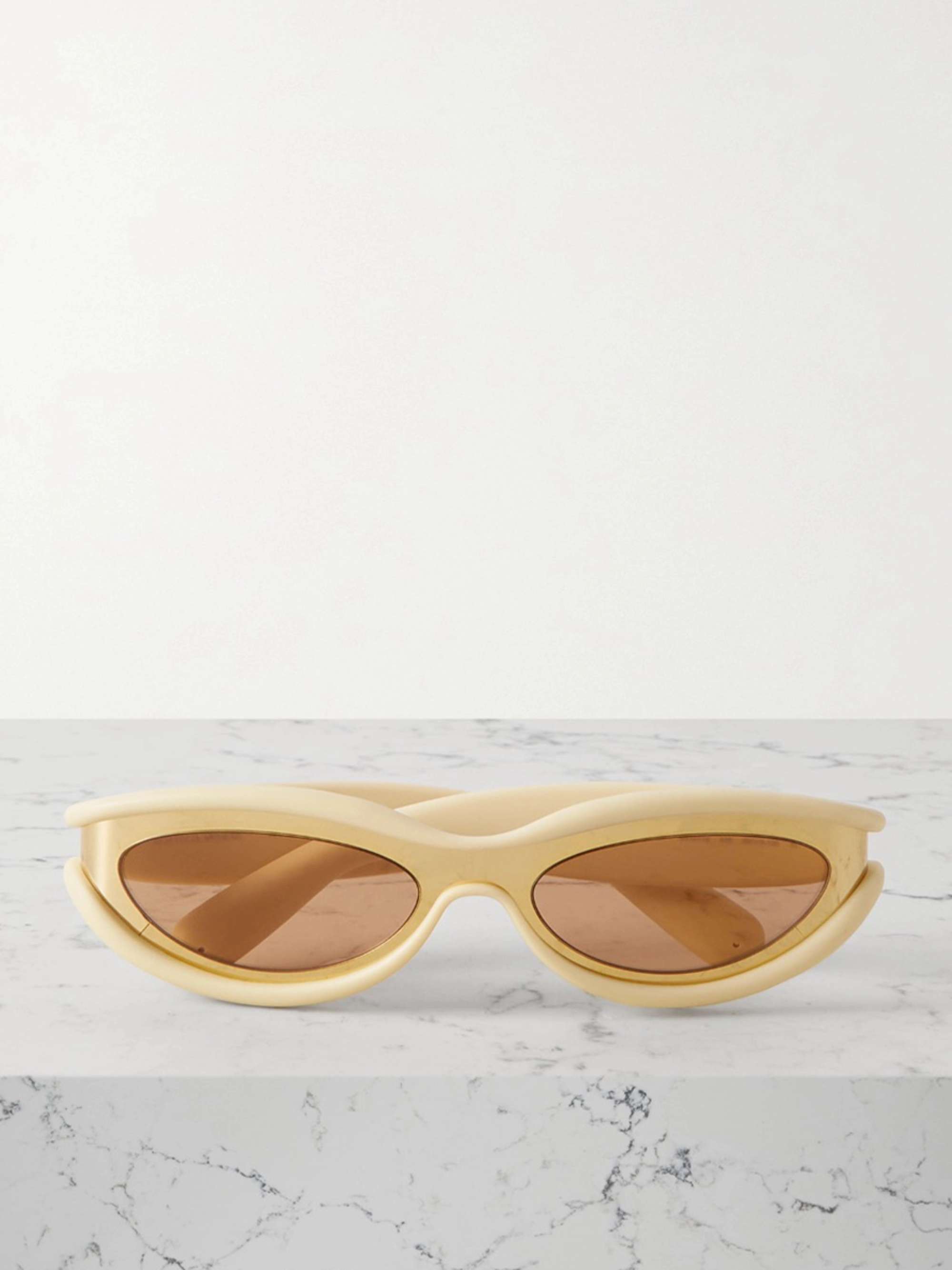 BOTTEGA VENETA EYEWEAR Oval-frame acetate and gold-tone sunglasses
