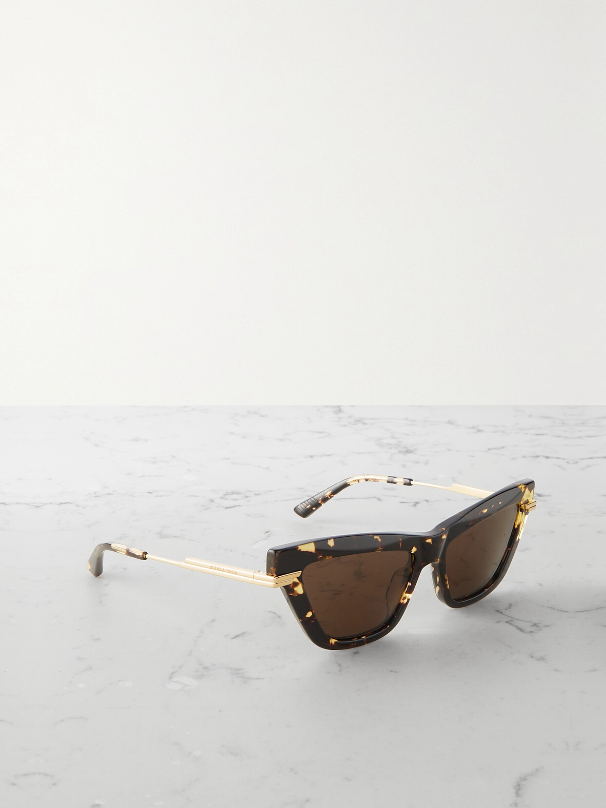 Bottega Veneta Cat-eye Tortoiseshell And Gold-tone Acetate Sunglasses