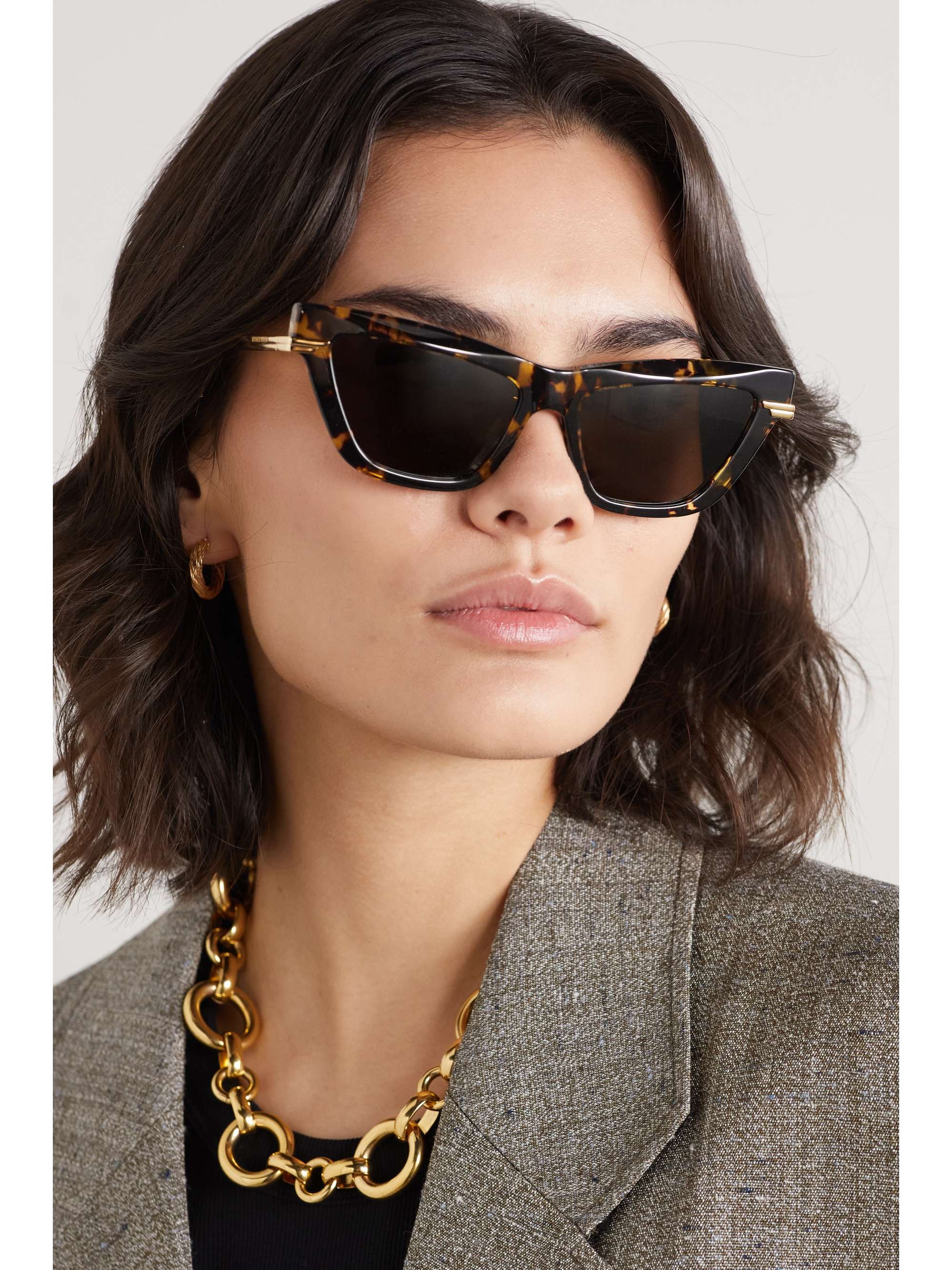 BOTTEGA VENETA EYEWEAR Cat-eye tortoiseshell and gold-tone acetate ...