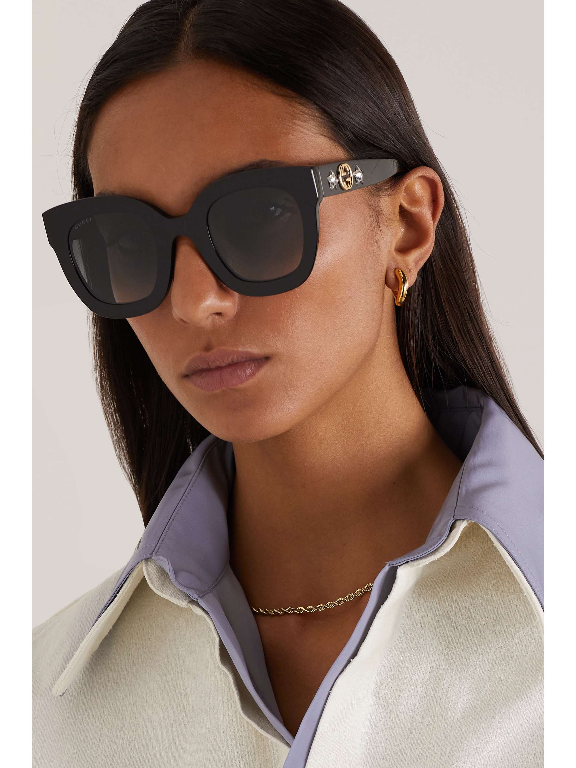 GUCCI EYEWEAR Oversized square-frame acetate NET-A-PORTER