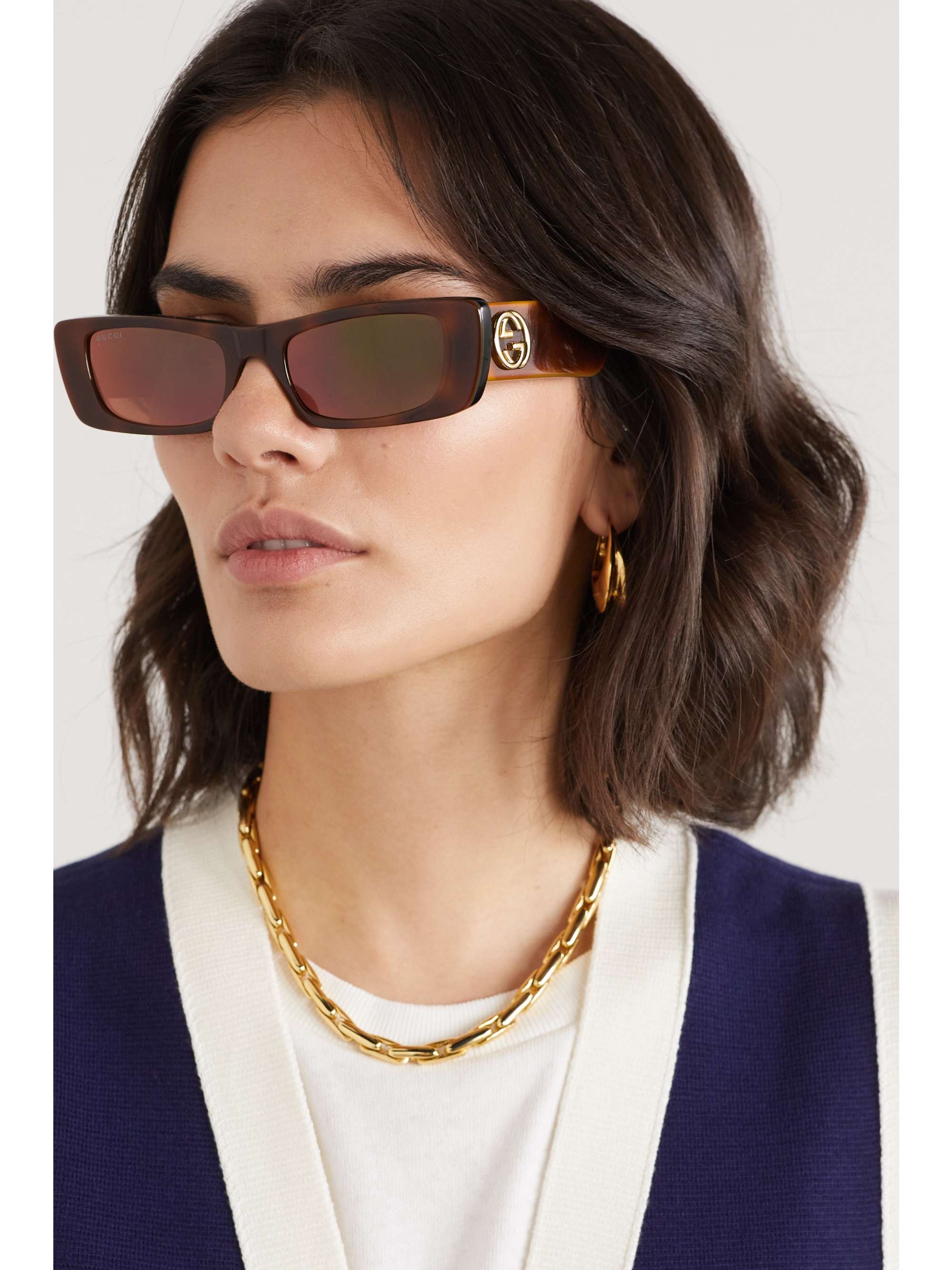 GUCCI EYEWEAR Rectangularframe tortoiseshell acetate sunglasses NET