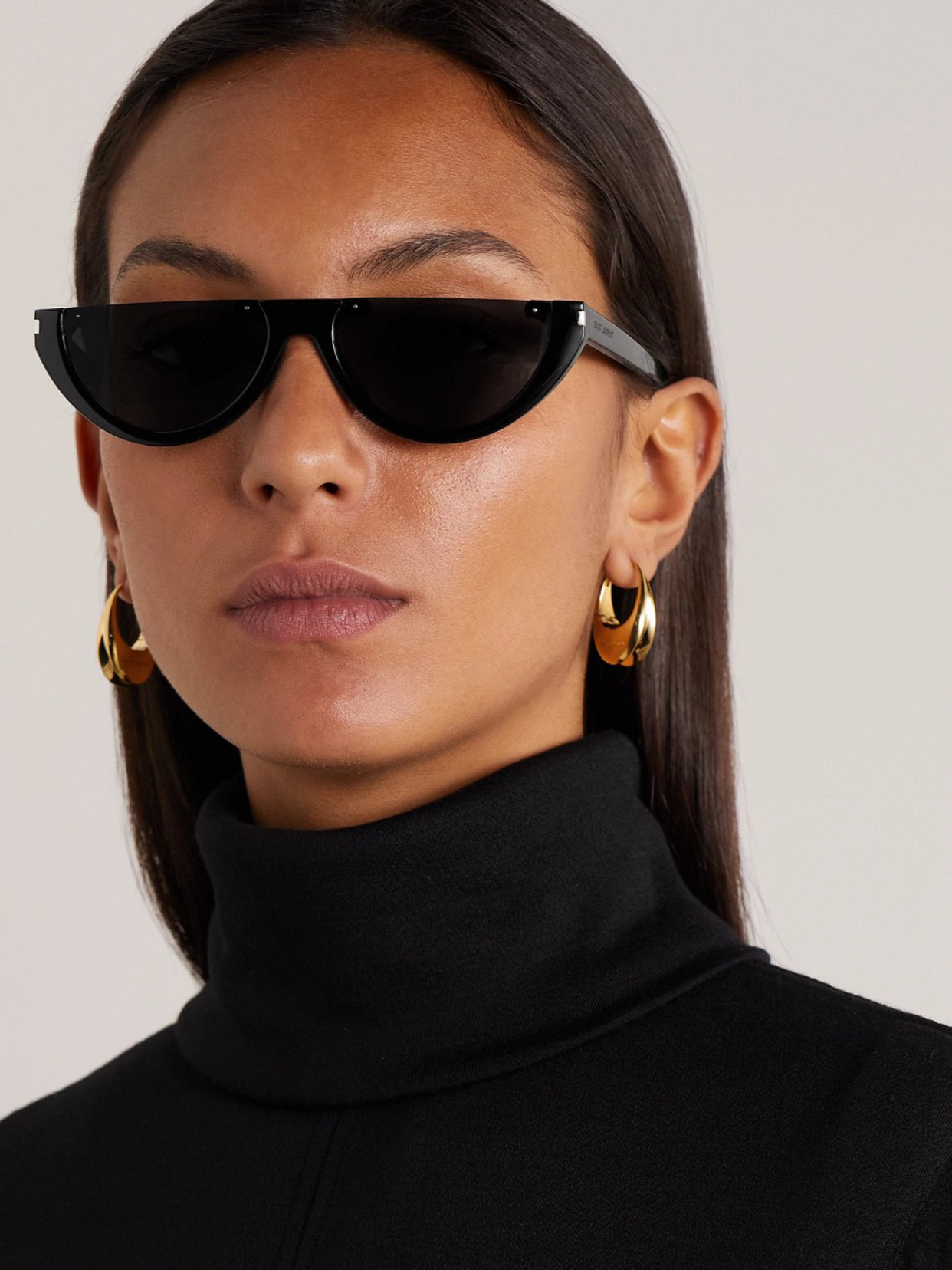 Shop Saint Laurent Cat-eye Acetate Sunglasses In Black