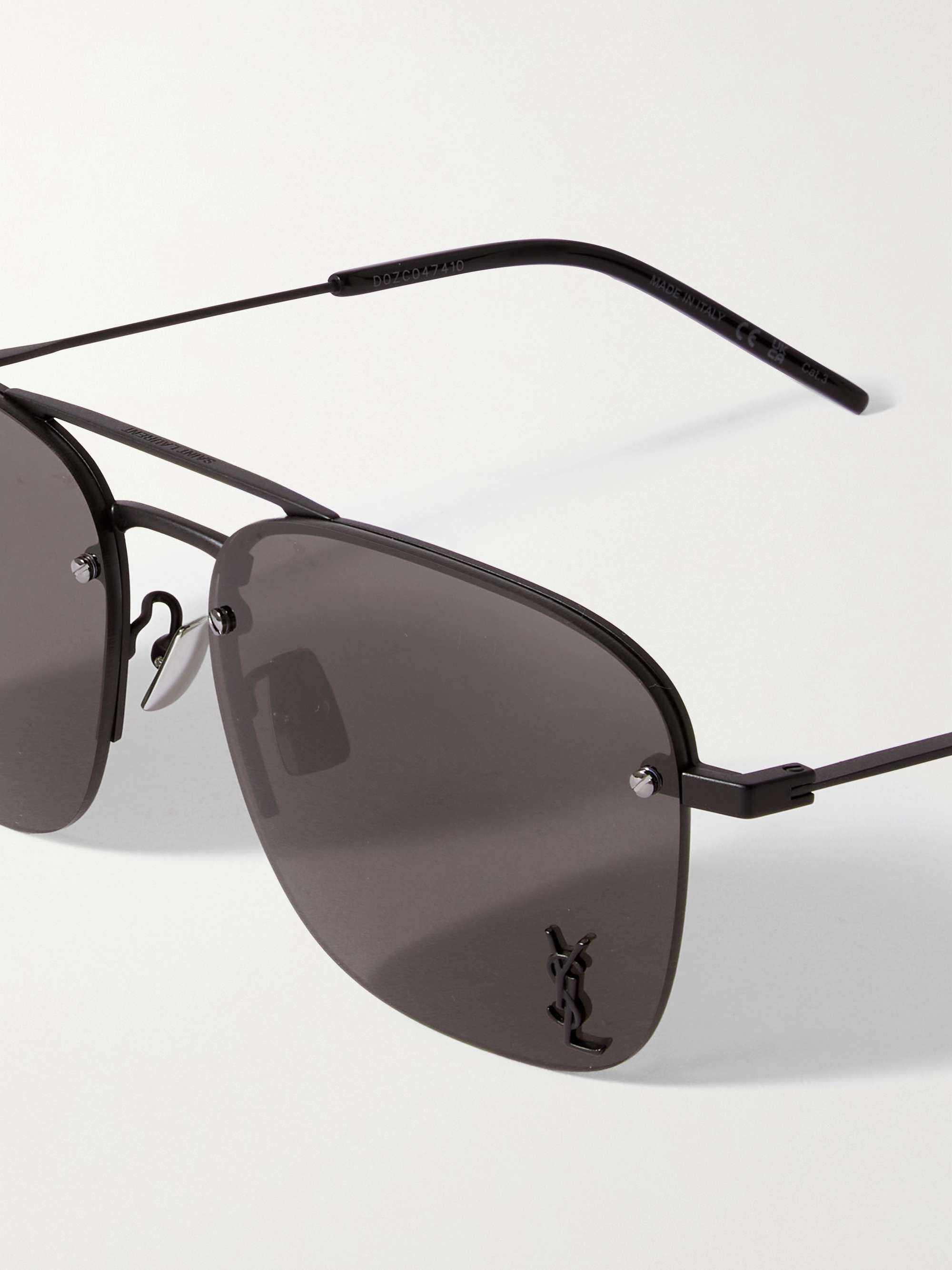 SAINT LAURENT EYEWEAR Embellished aviator-style metal sunglasses | NET ...