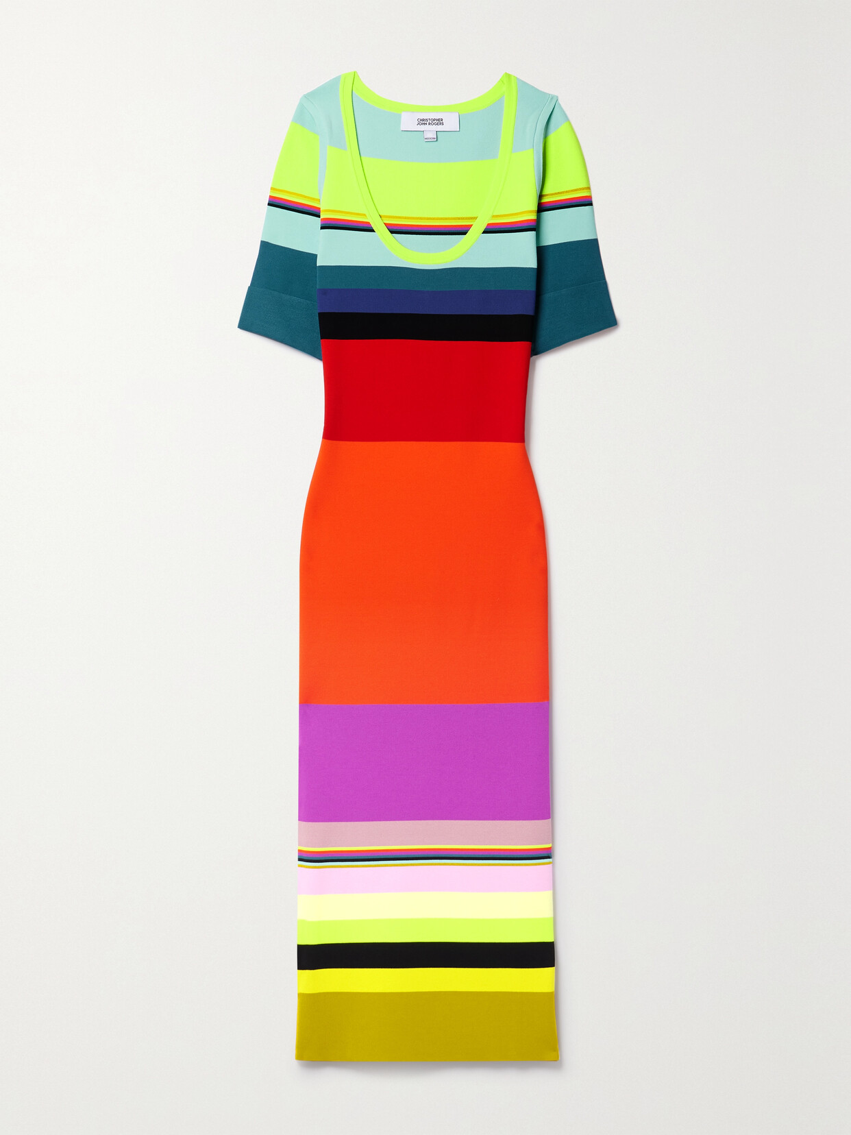 Christopher John Rogers - Striped Stretch-knit Midi Dress - Multi