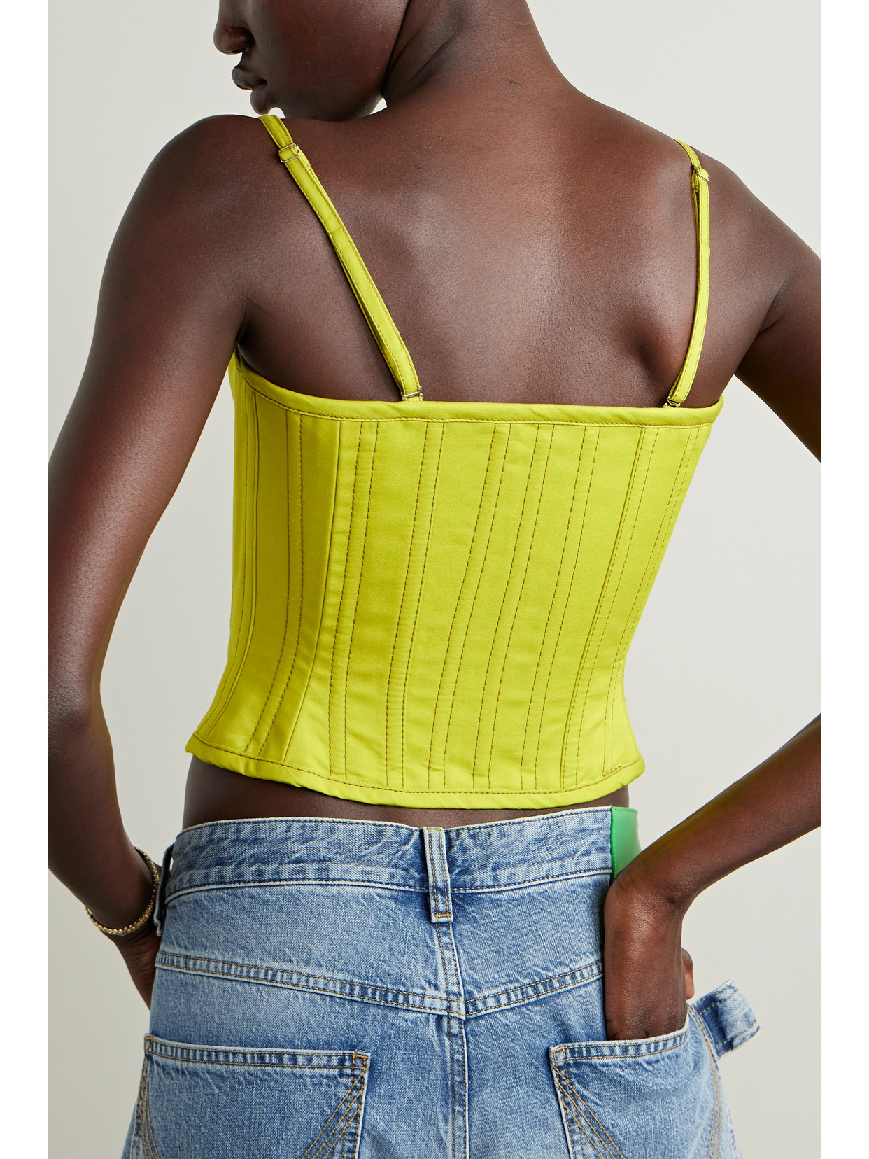 Stay Cotton-Twill Bustier Top
