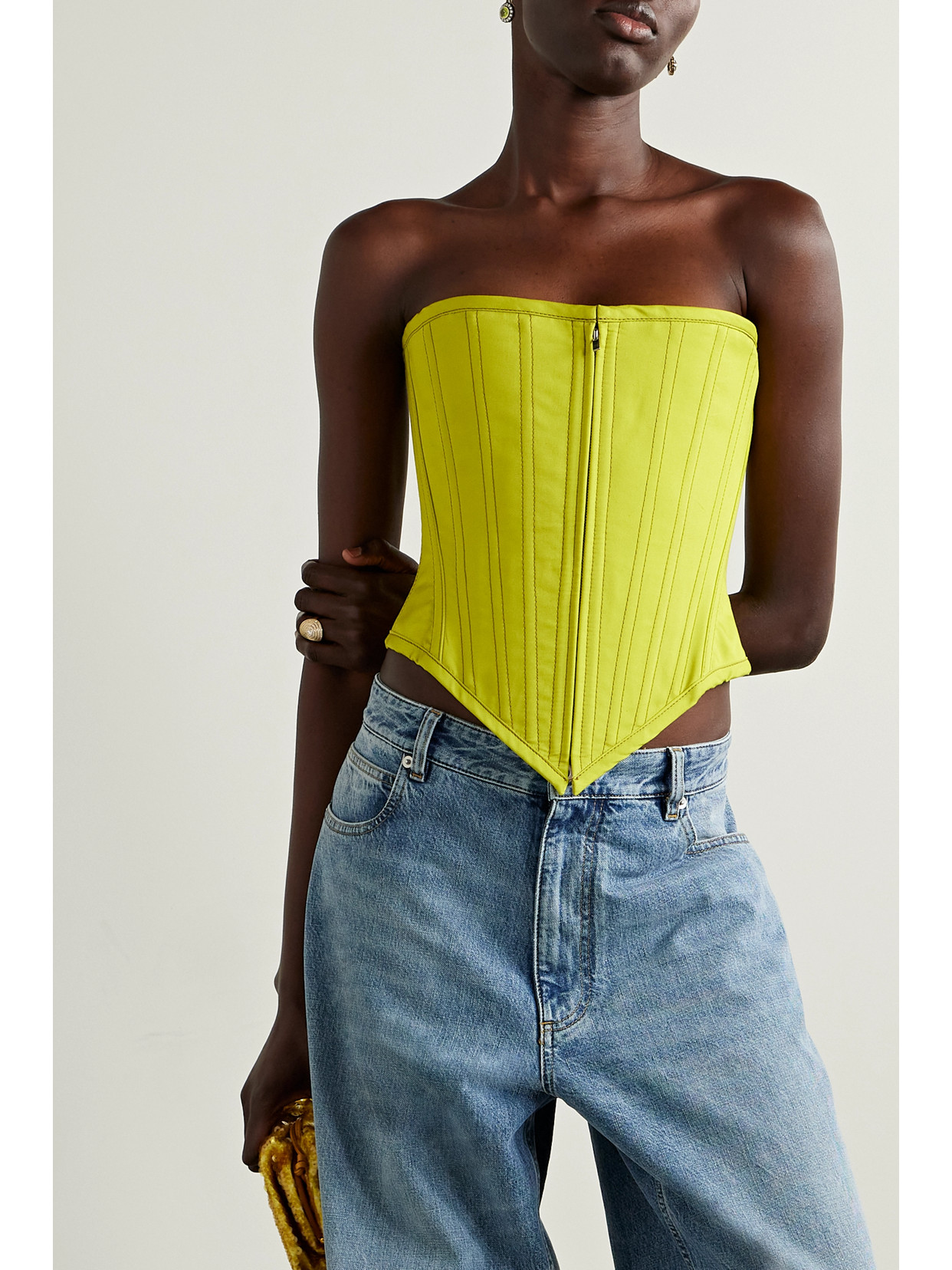 Stay Cotton-Twill Bustier Top