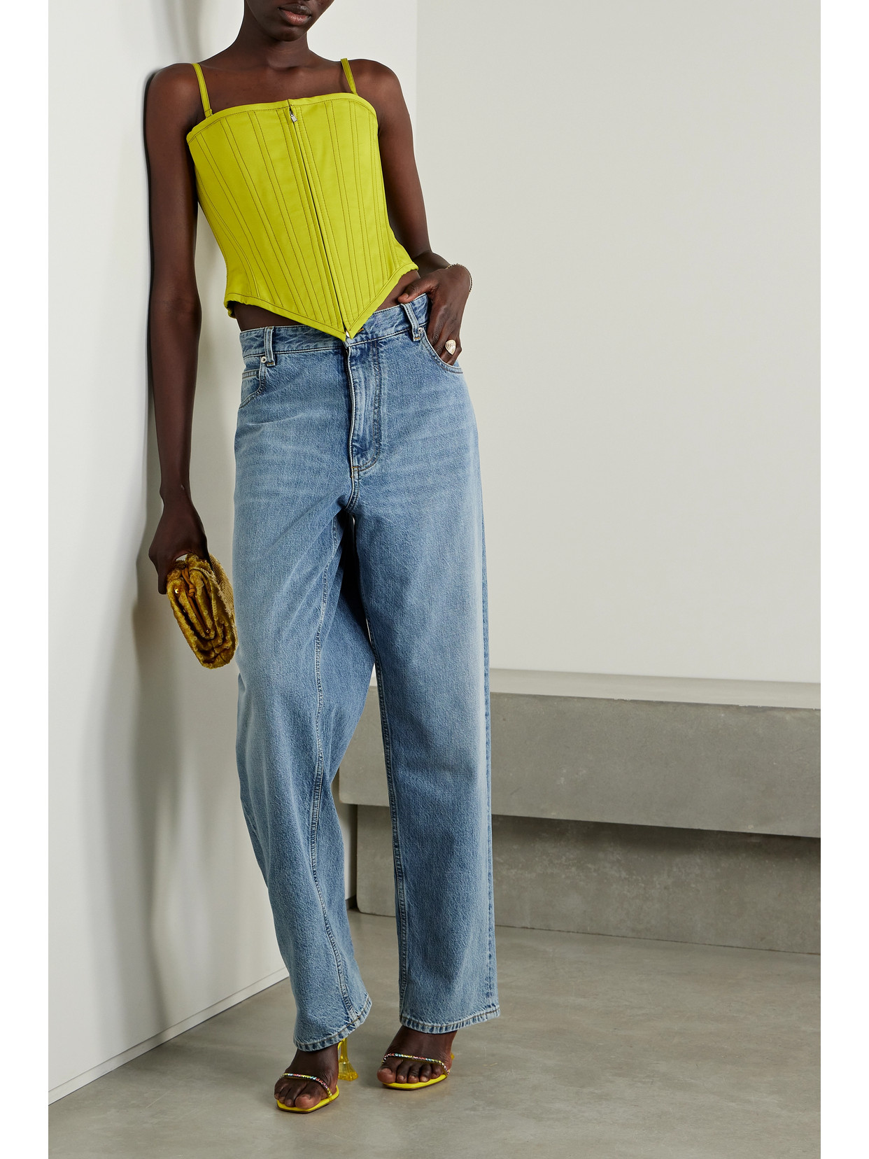 Stay Cotton-Twill Bustier Top