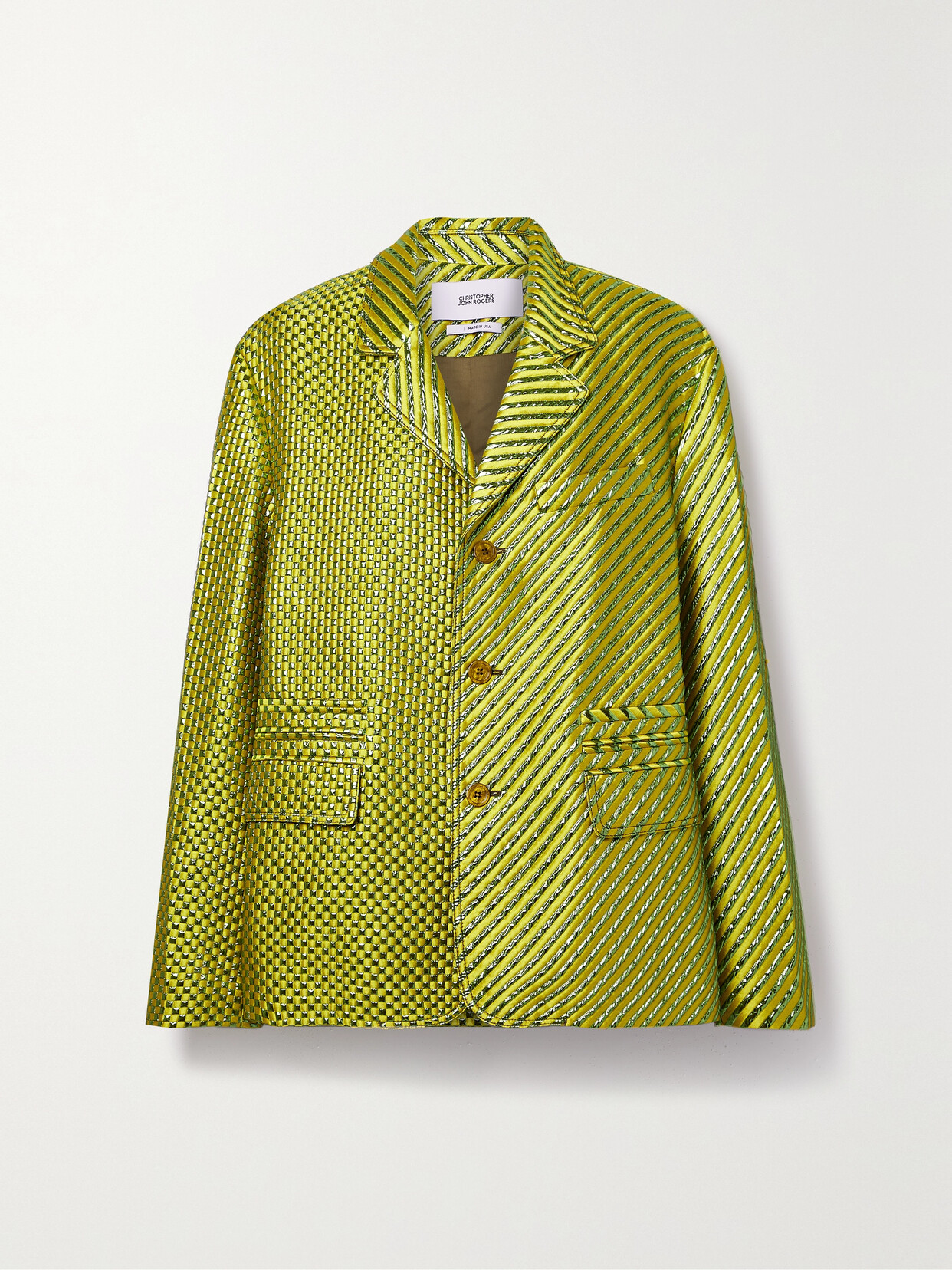 Christopher John Rogers - Oversized Metallic Brocade Blazer - Green