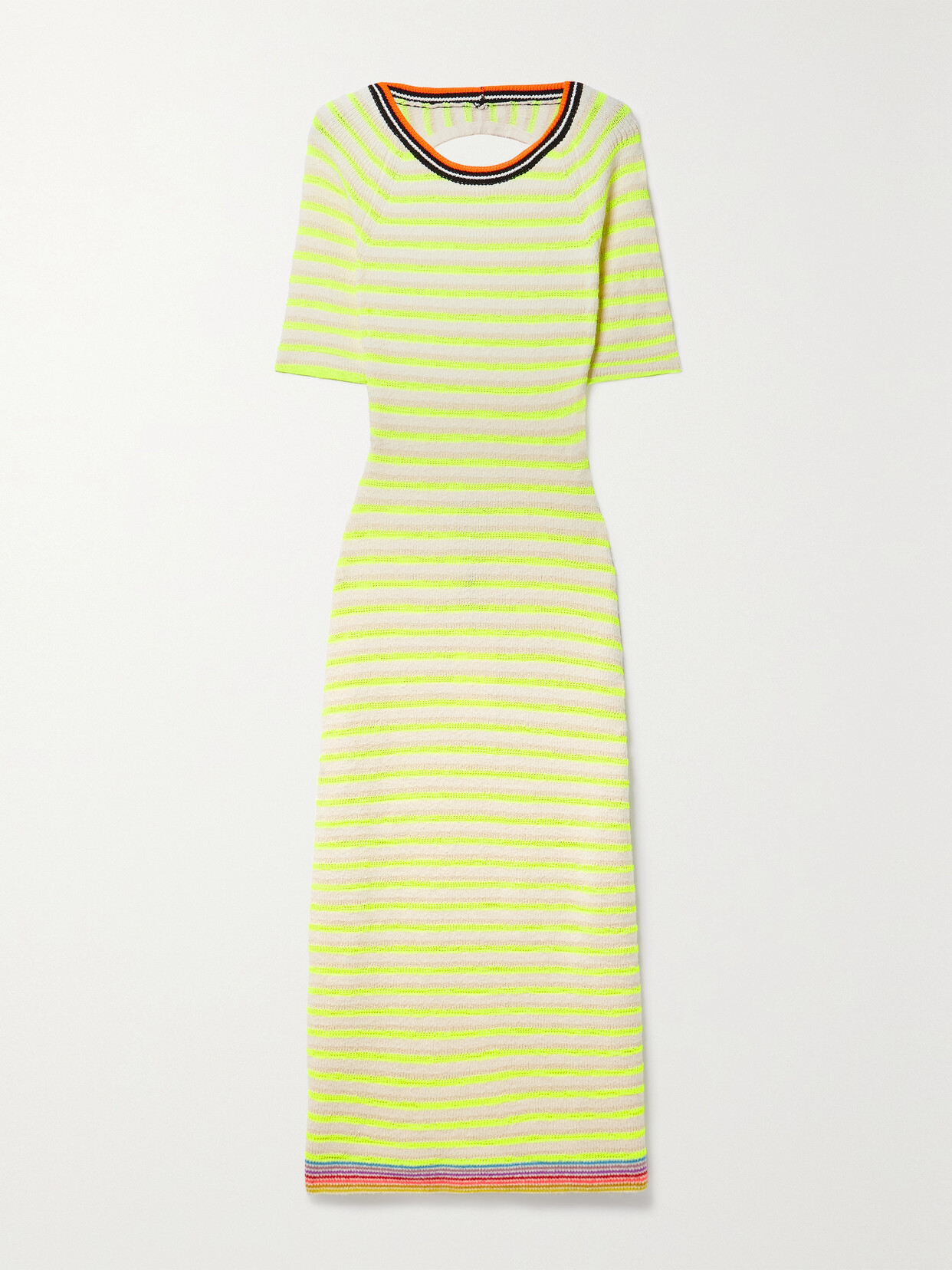 Christopher John Rogers Open-back Striped Jacquard-knit Midi Dress - Yellow