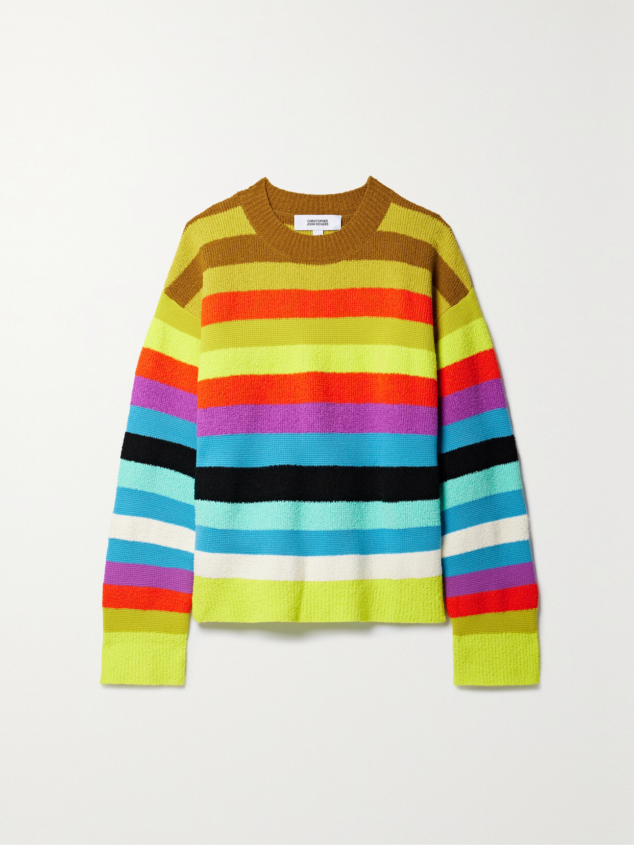 Christopher John Rogers - Striped Cotton-blend And Bouclé Sweater - Yellow