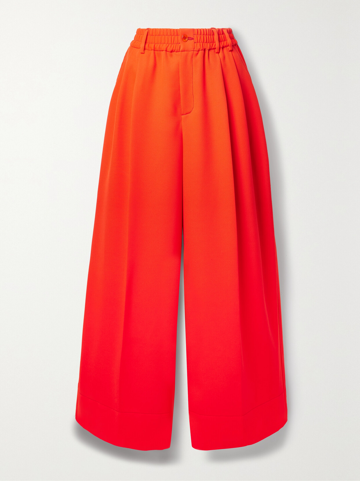 Christopher John Rogers - Pleated Piqué Wide-leg Pants - Red