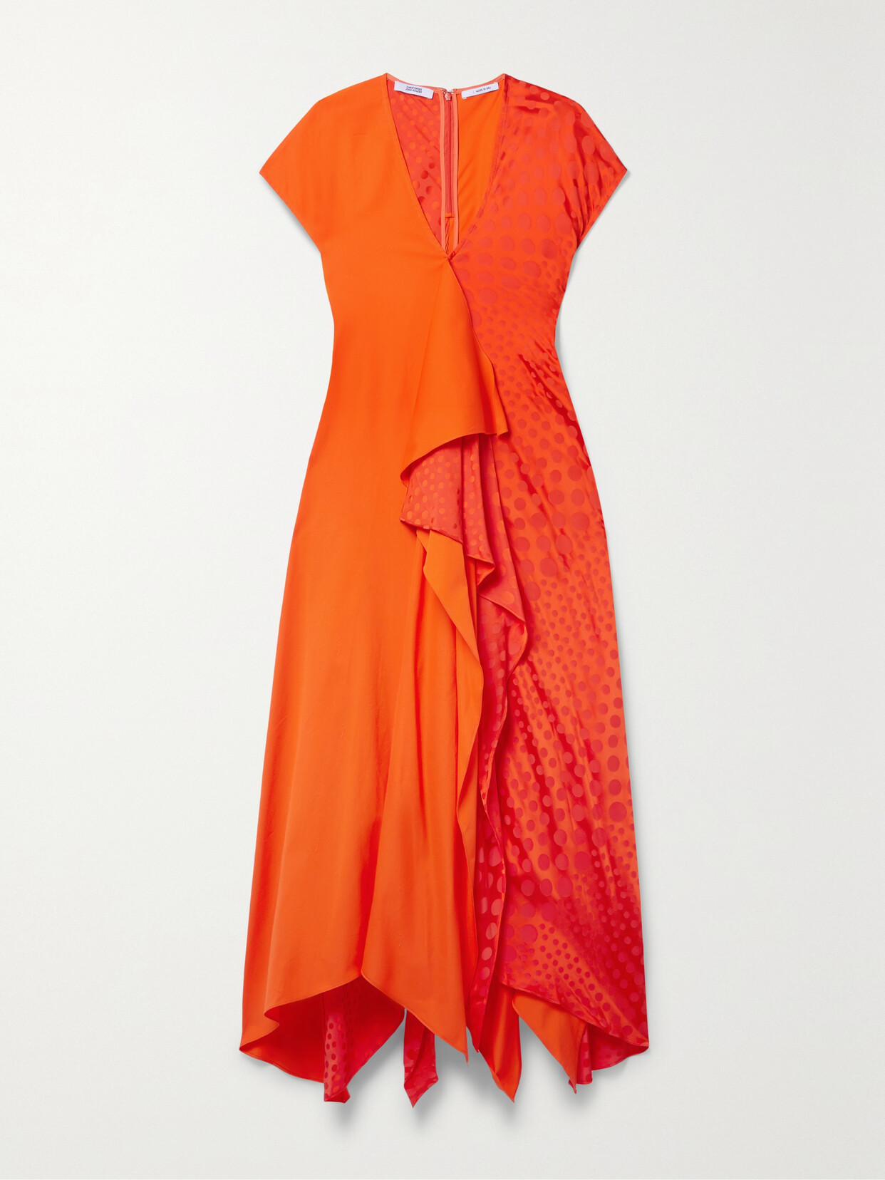 Christopher John Rogers Draped Cotton-twill And Polka-dot Satin-jacquard Midi Dress - Red