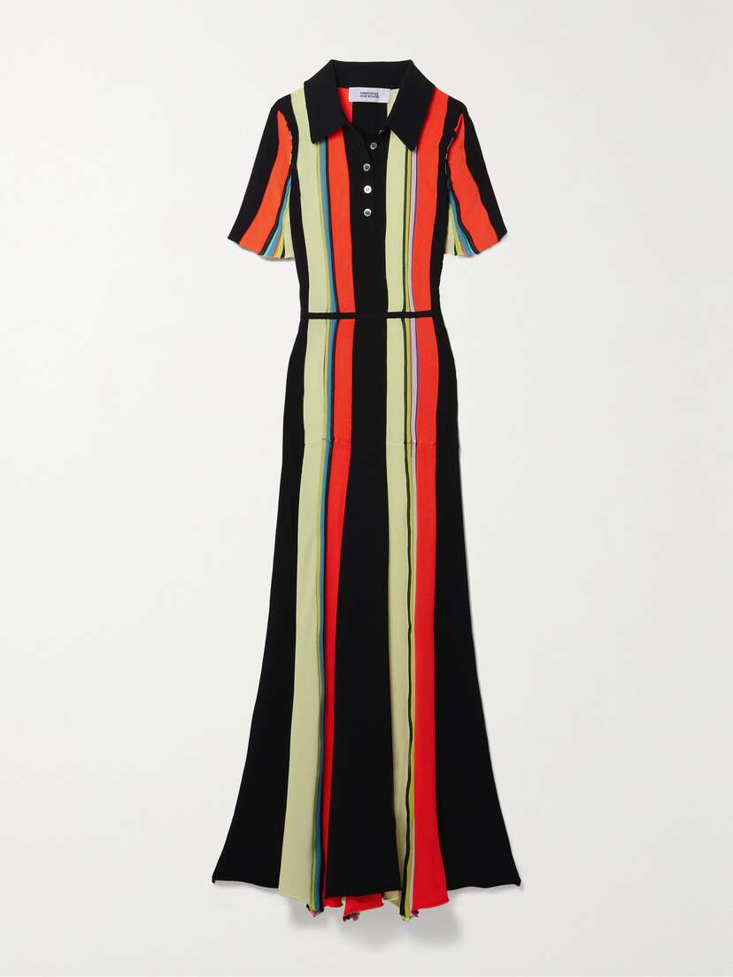 Christopher John Rogers Striped Stretch-knit Maxi Dress