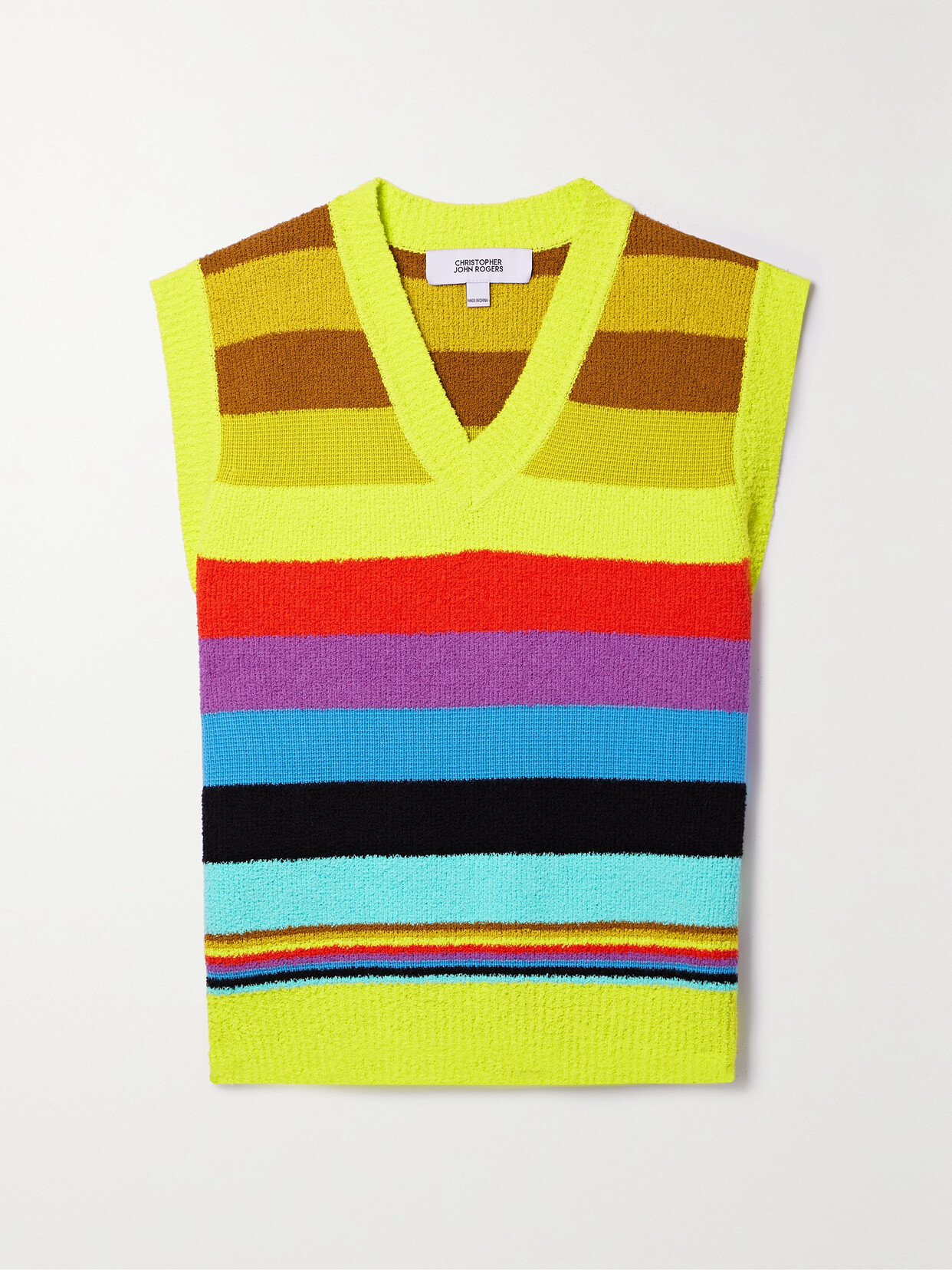 Christopher John Rogers - Striped Cotton-blend Bouclé Vest - Yellow