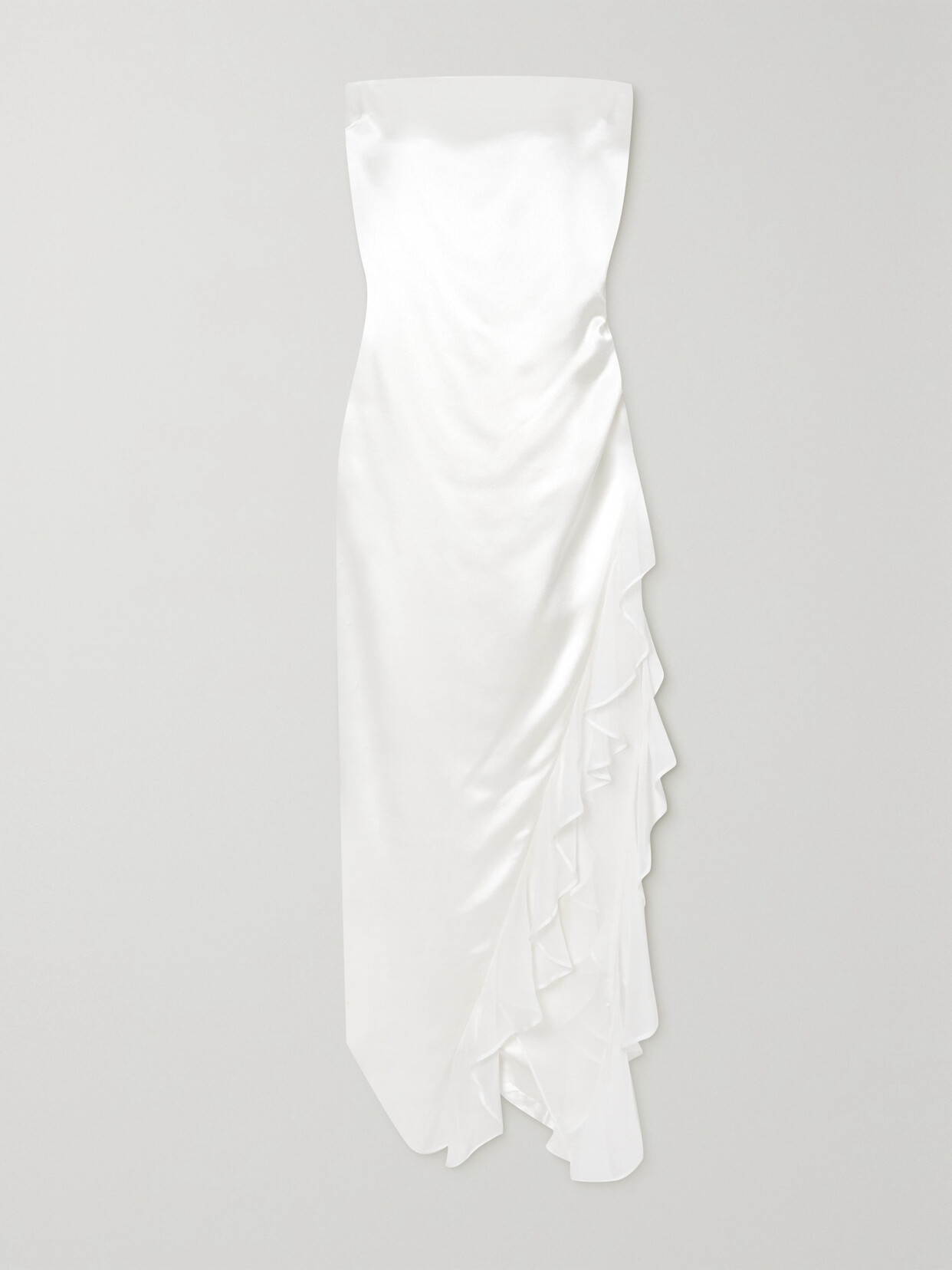 Retrofête Lorelai Asymmetric Chiffon-trimmed Satin Dress - White