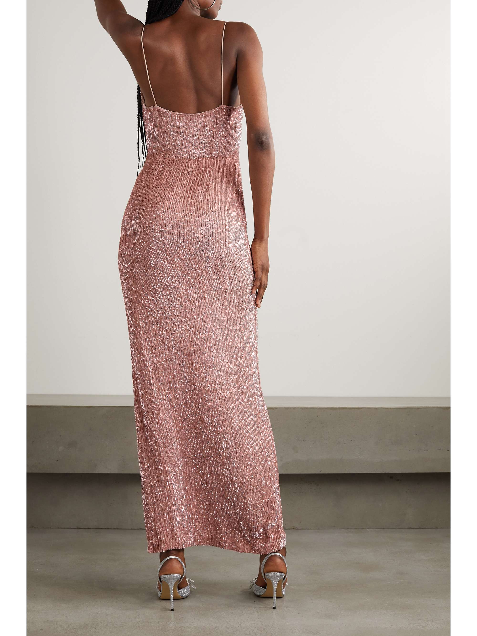 RETROFÊTE Katya draped sequined chiffon gown