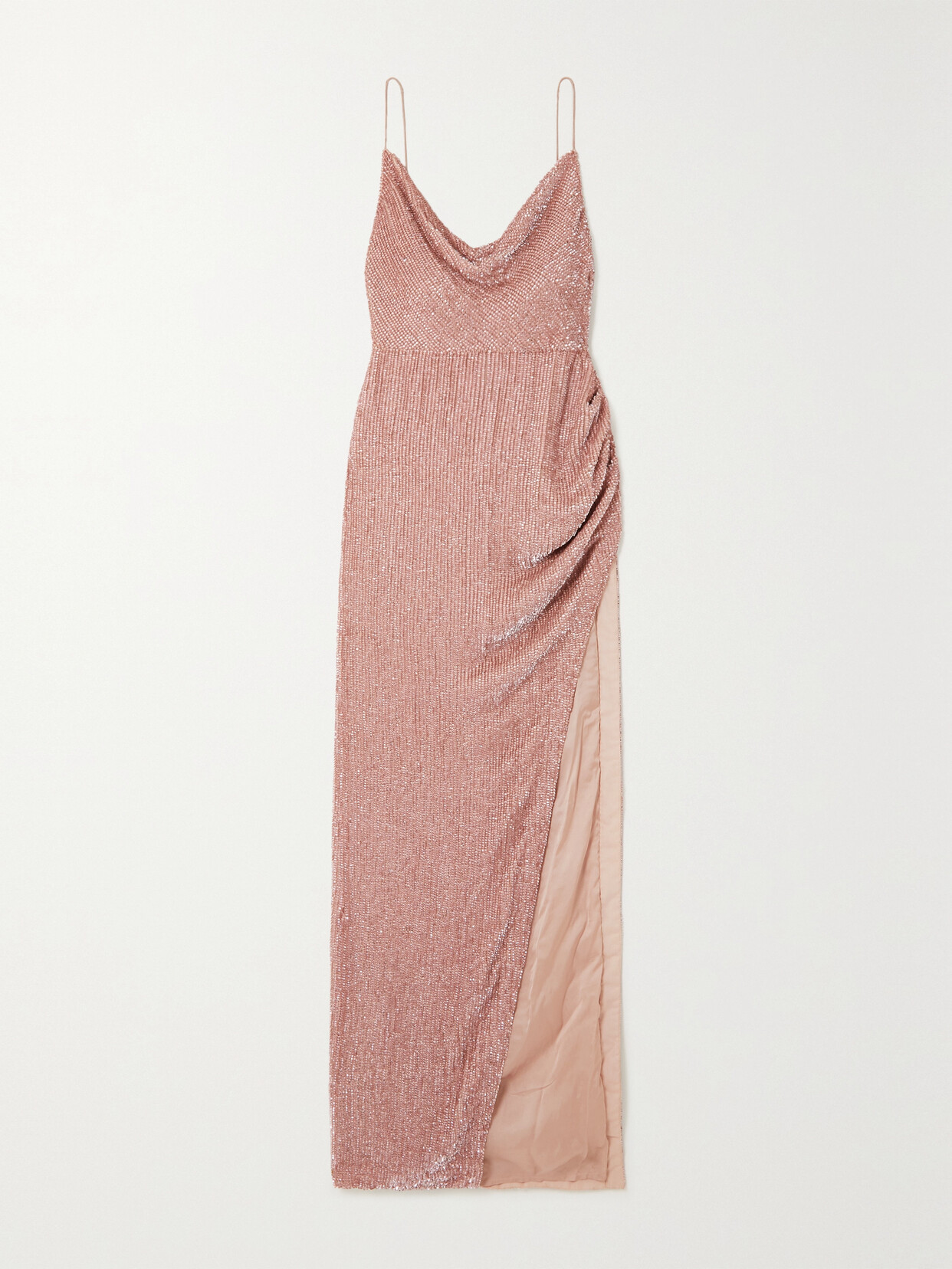 Retrofête Katya Draped Sequined Chiffon Gown - Pink