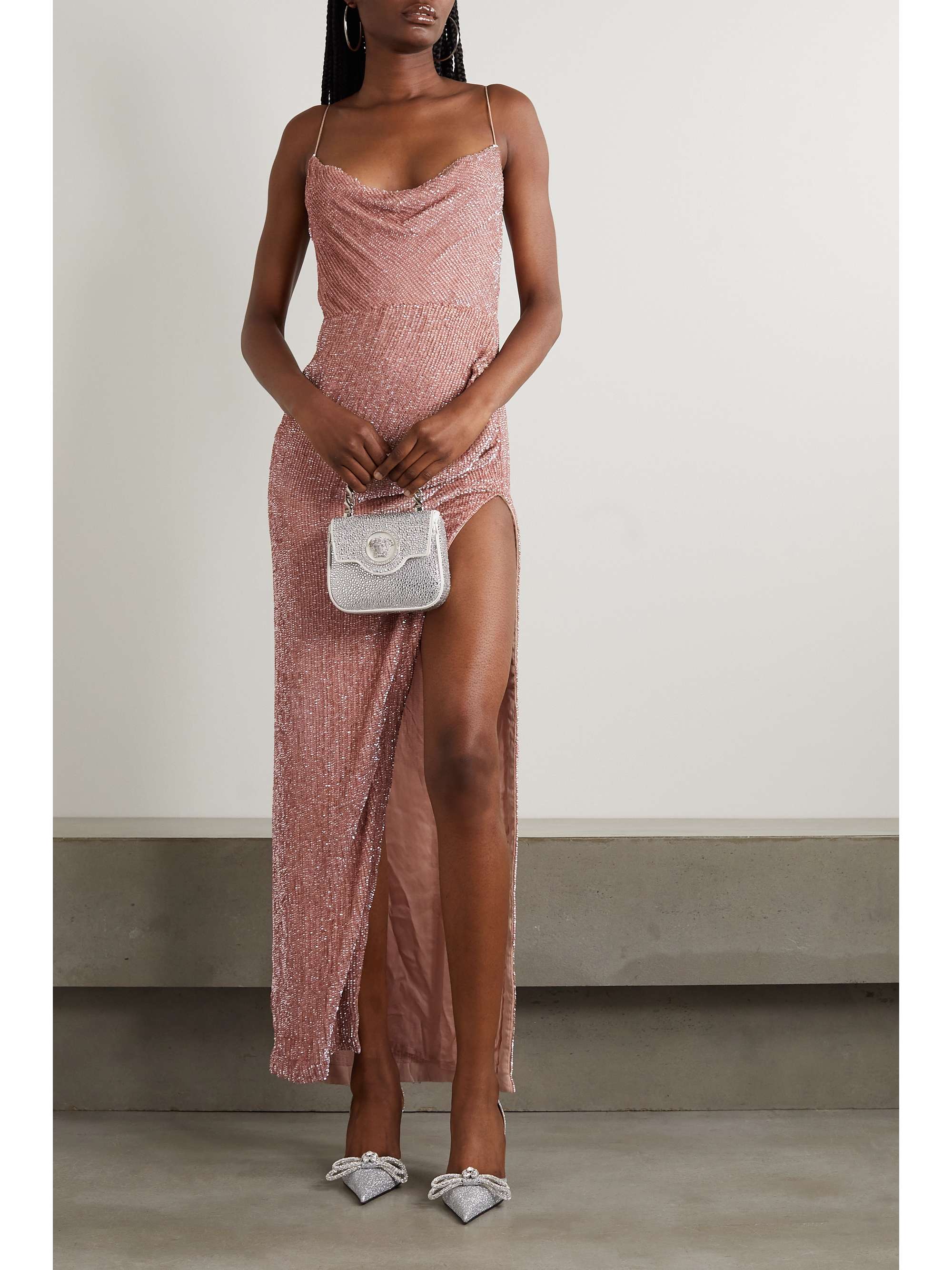 RETROFÊTE Katya draped sequined chiffon gown