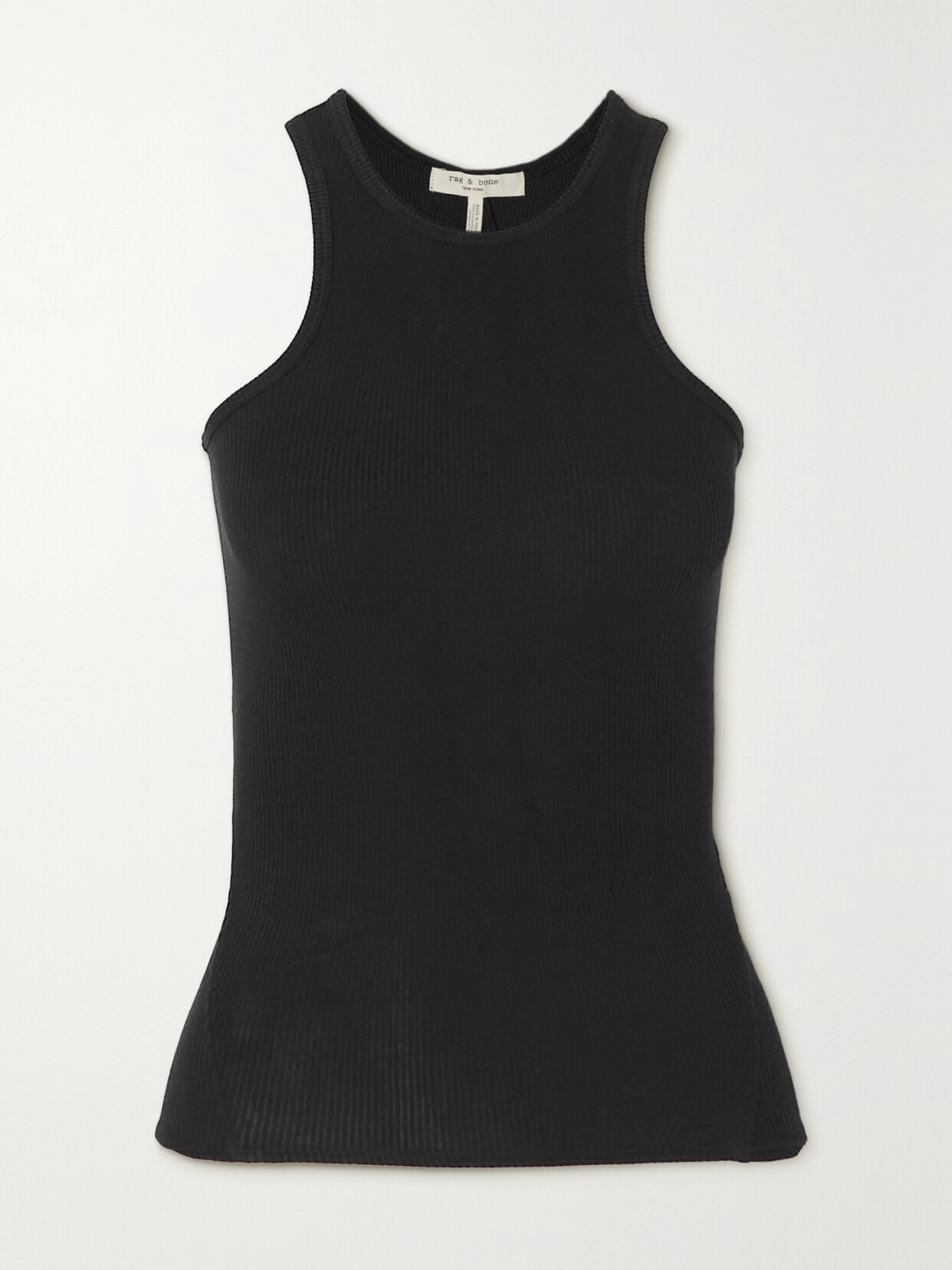 Rag & Bone The Essential Ribbed Stretch-organic Pima Cotton Jersey Tank In Black