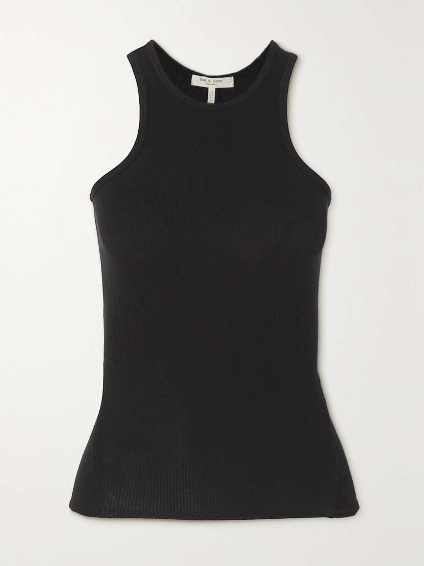 rag & bone The Essential Ribbed Stretch-organic Pima Cotton Jersey Tank