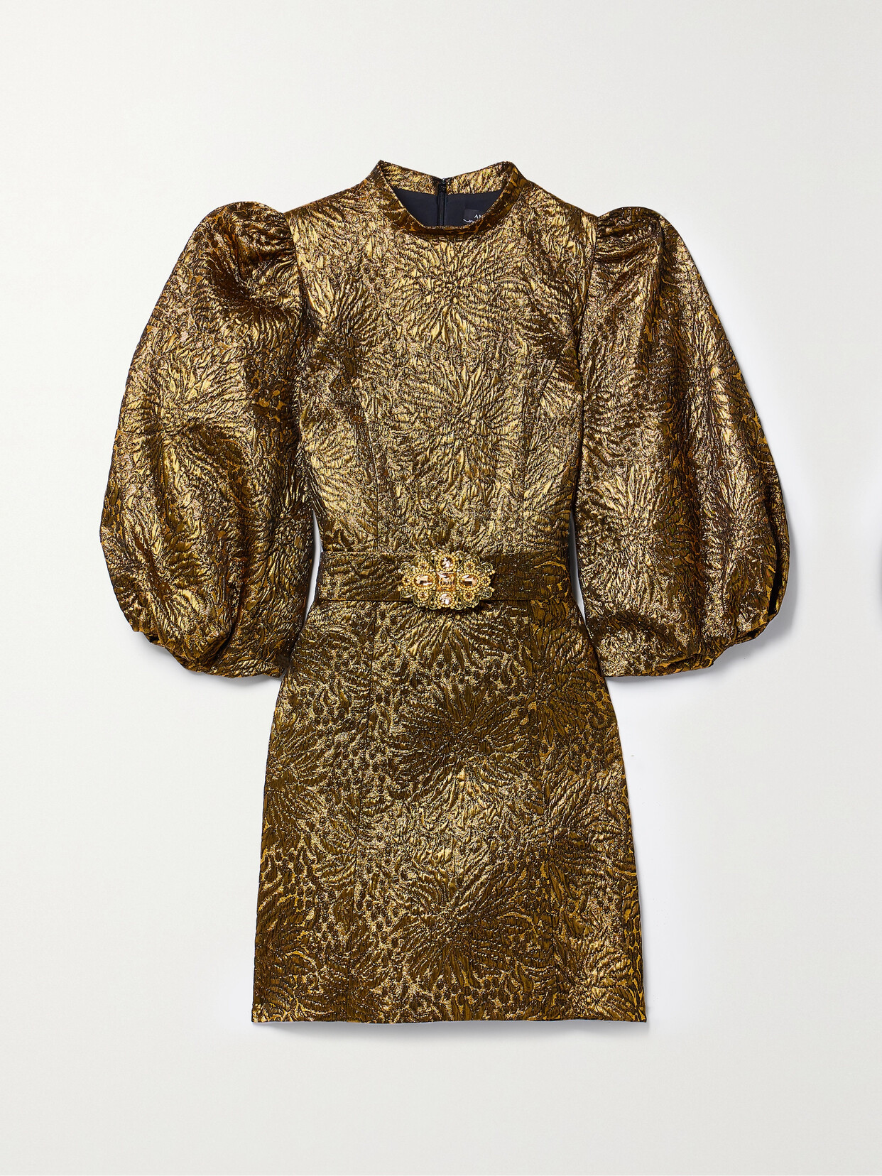 Andrew Gn - Belted Metallic Cloqué Mini Dress - Gold