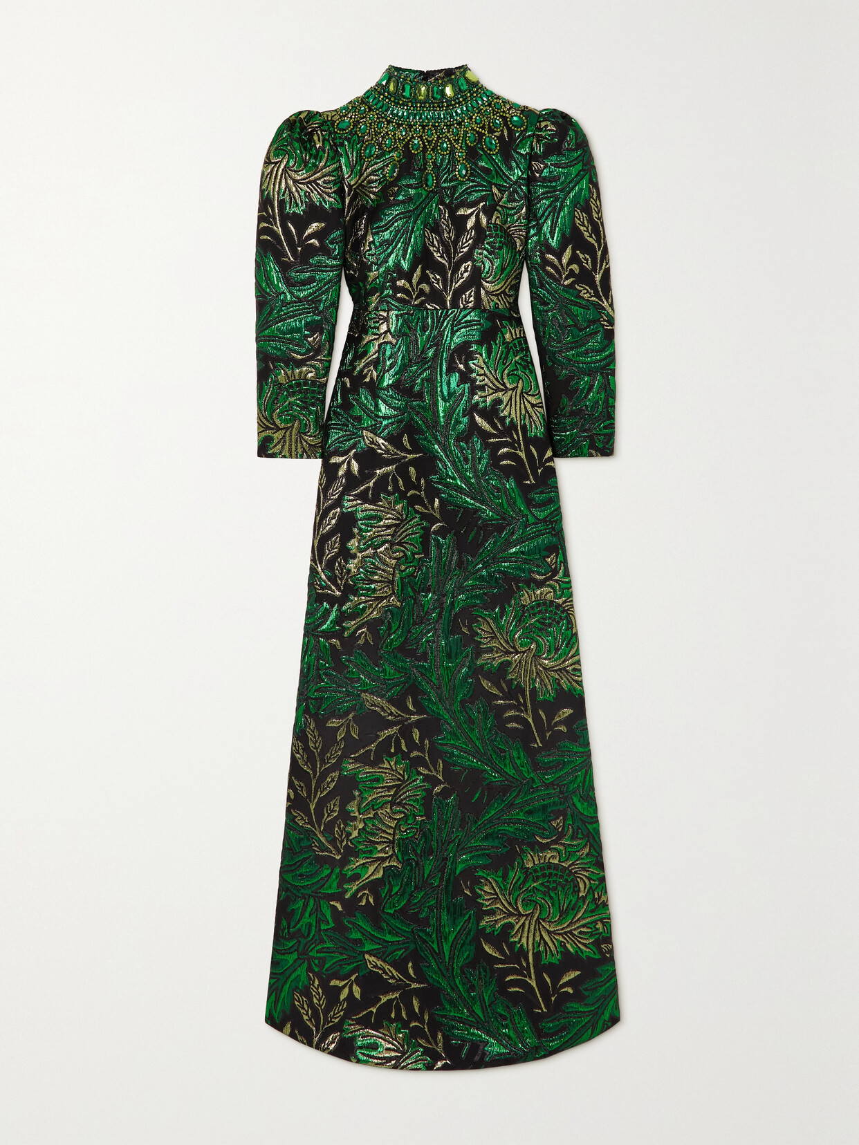 Andrew Gn - Crystal-embellished Metallic Brocade Gown - Green