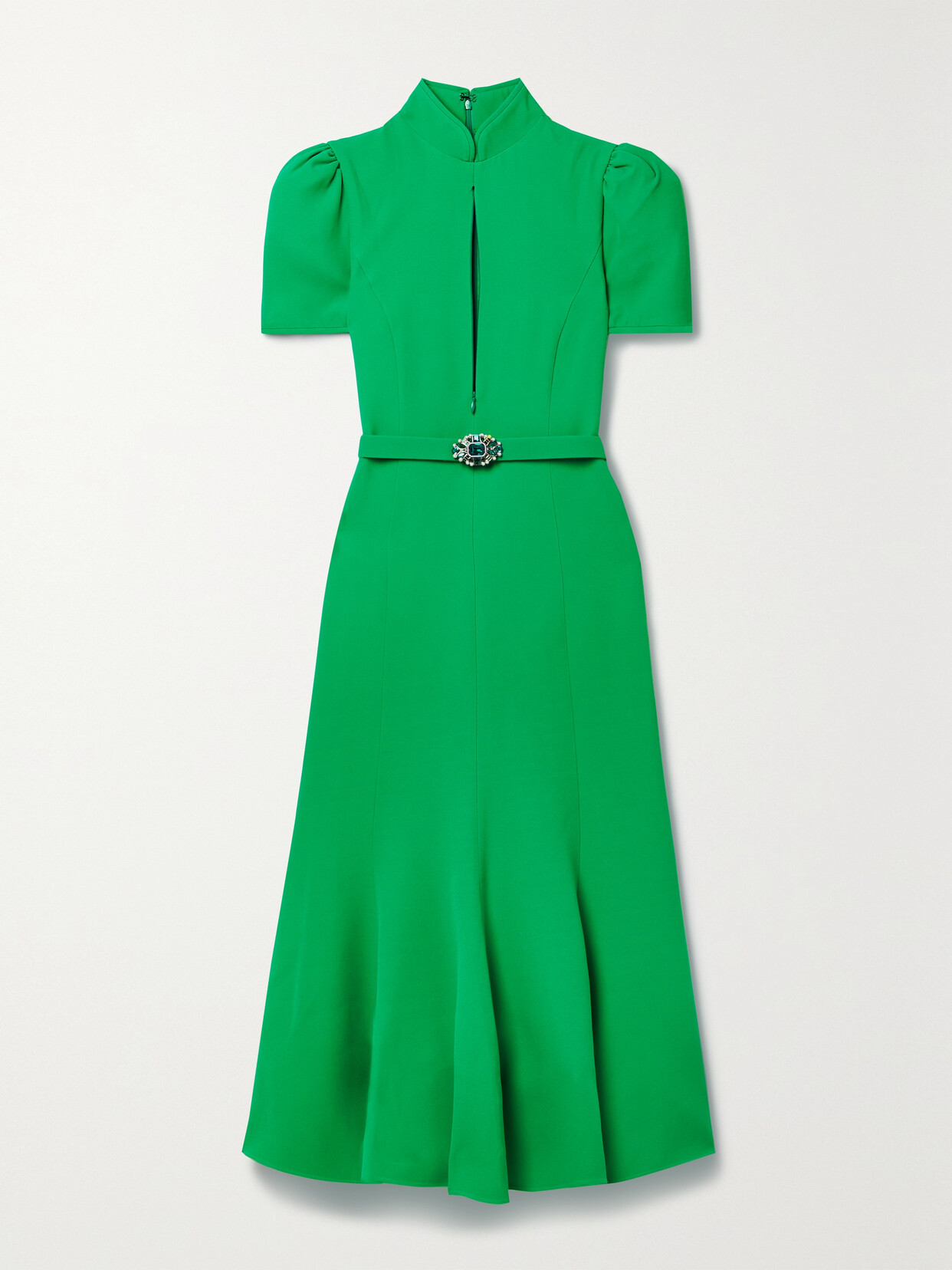 Andrew Gn - Belted Embellished Crepe Midi Dress - Green