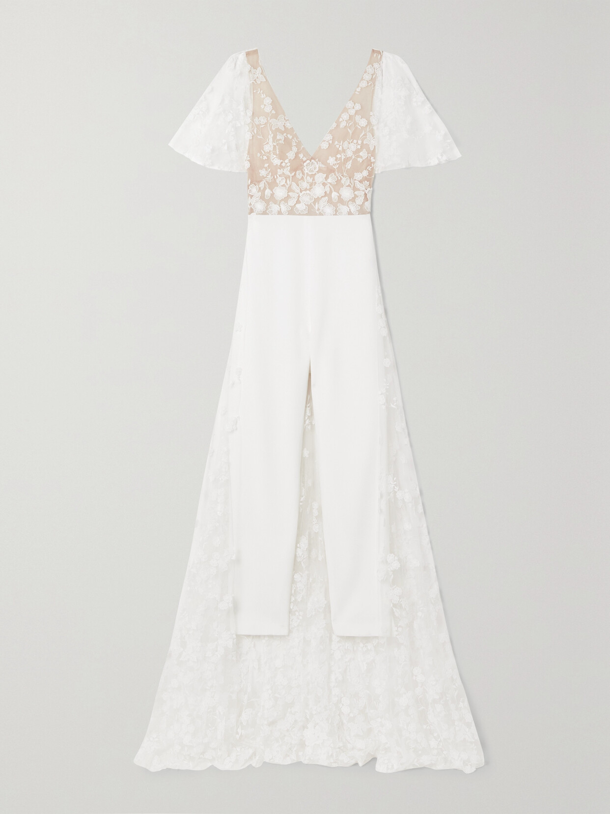 Rime Arodaky Malak Embroidered Tulle And Crepe Jumpsuit - White