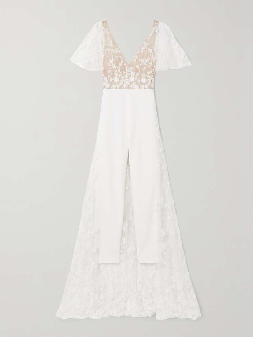 Rime Arodaky Malak Embroidered Tulle And Crepe Jumpsuit
