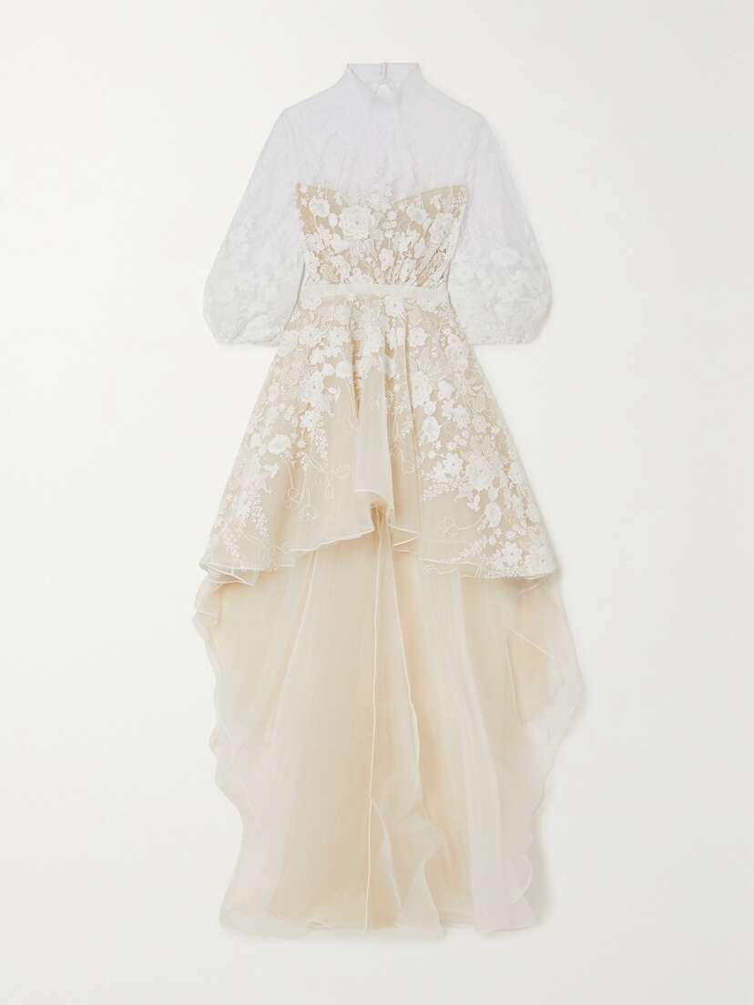 Rime Arodaky Shiloh Asymmetric Embroidered Tulle And Organza Dress