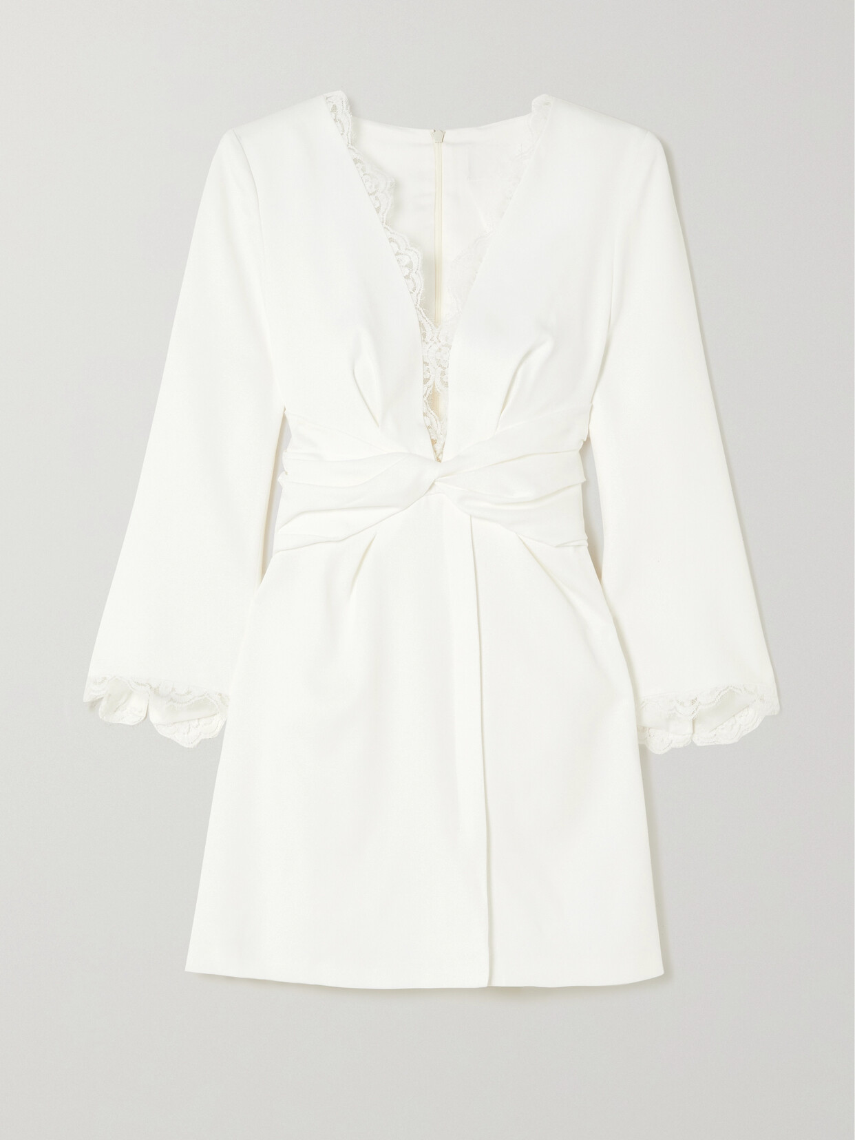 Rime Arodaky Twist-front Lace-trimmed Crepe Mini Dress - White