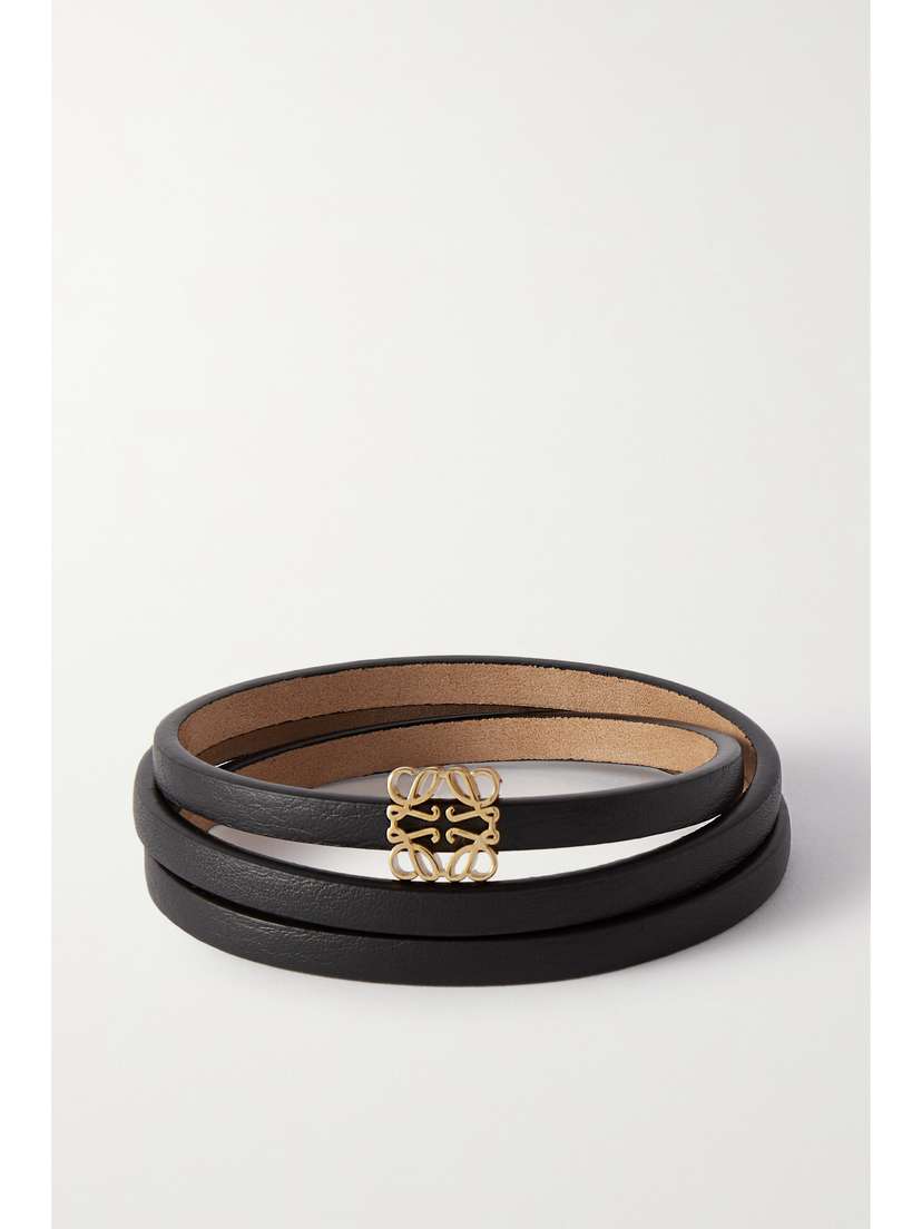 Loewe + Paula's Ibiza Leather And Gold-tone Wrap Bracelet